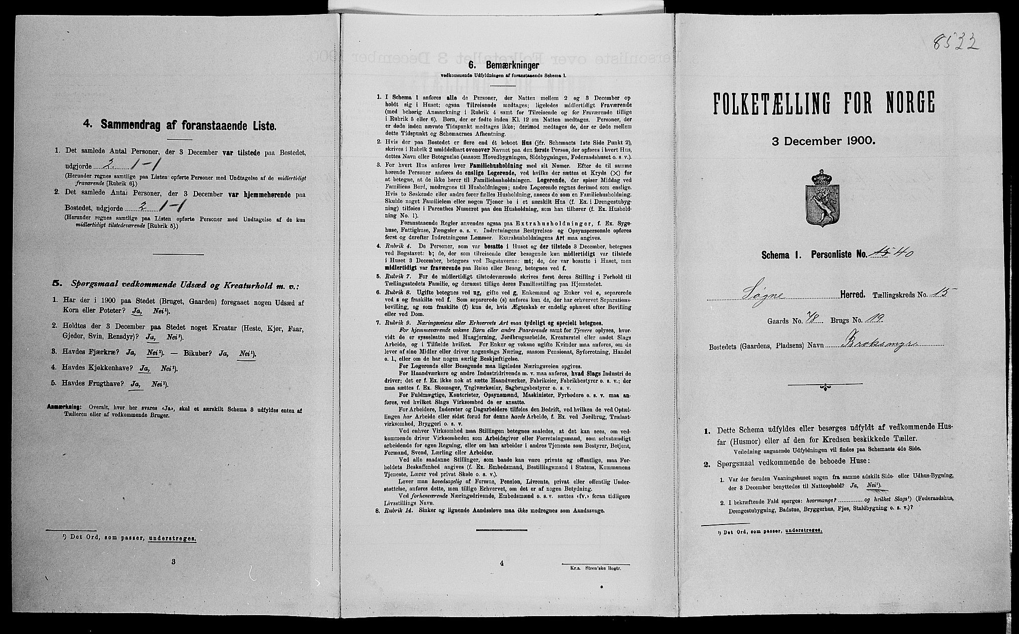 SAK, Folketelling 1900 for 1018 Søgne herred, 1900, s. 1276