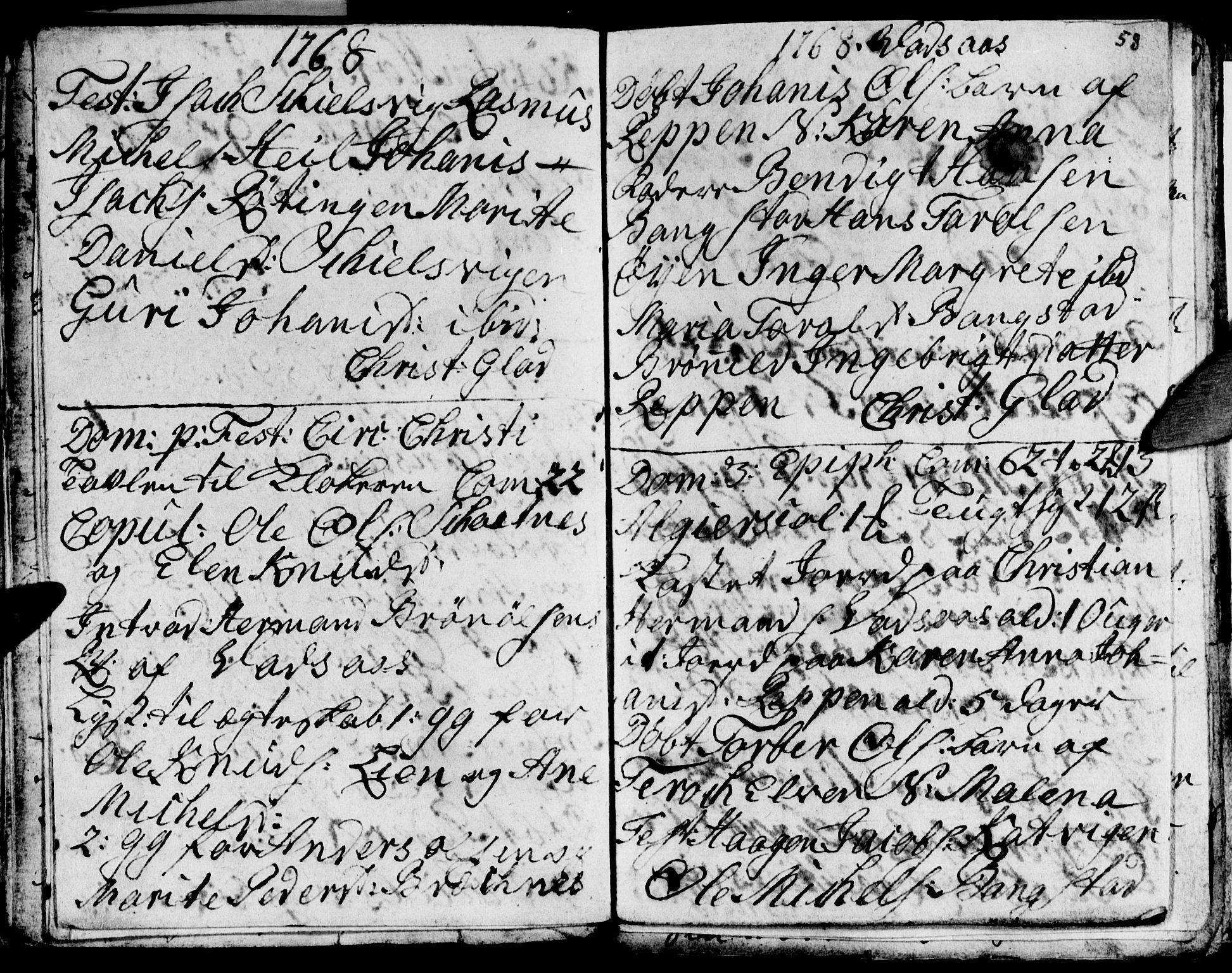 Ministerialprotokoller, klokkerbøker og fødselsregistre - Nordland, AV/SAT-A-1459/810/L0138: Ministerialbok nr. 810A02, 1763-1770, s. 58