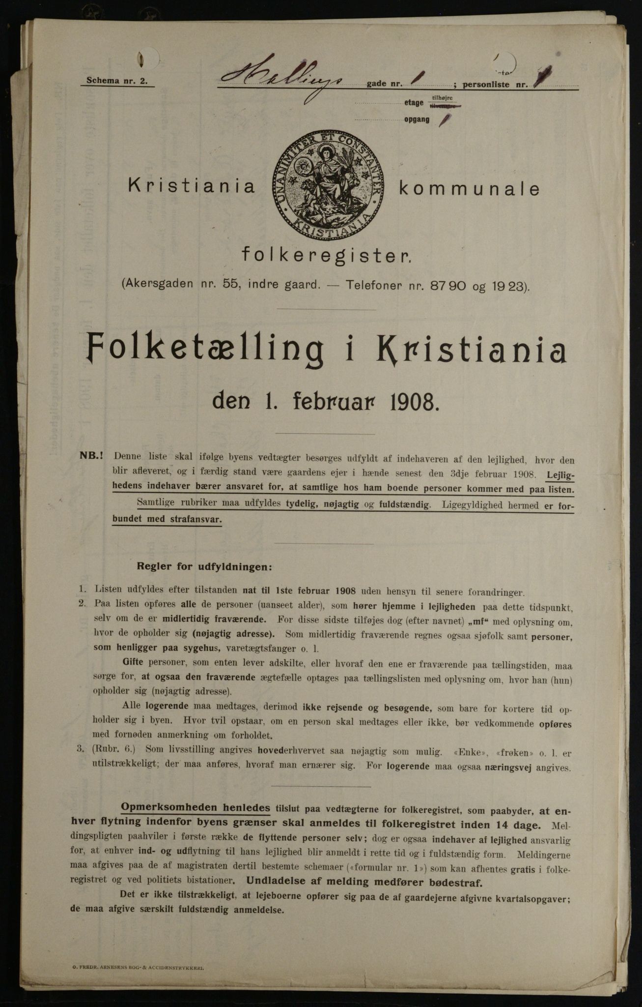 OBA, Kommunal folketelling 1.2.1908 for Kristiania kjøpstad, 1908, s. 30752