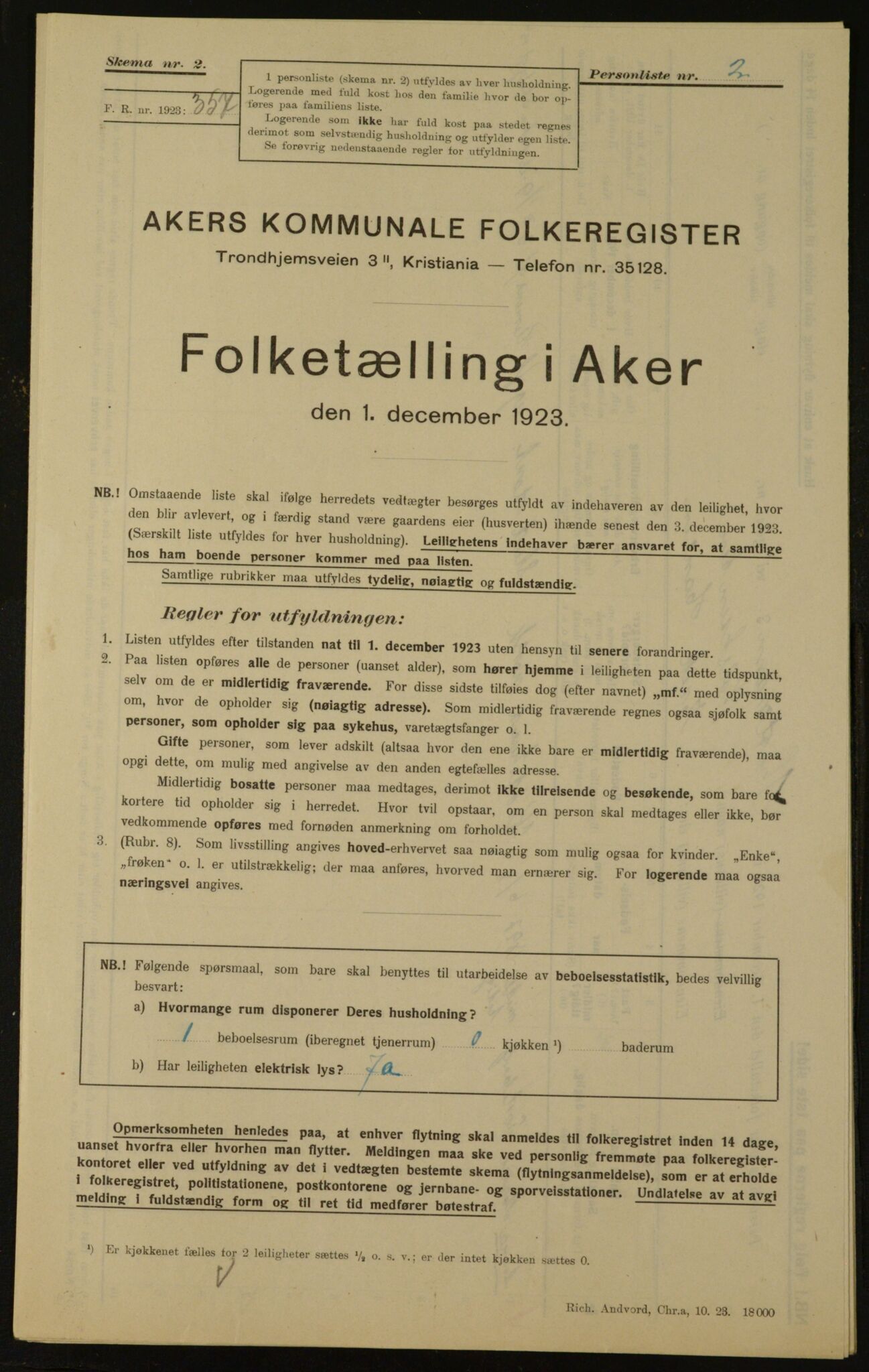 , Kommunal folketelling 1.12.1923 for Aker, 1923, s. 2273