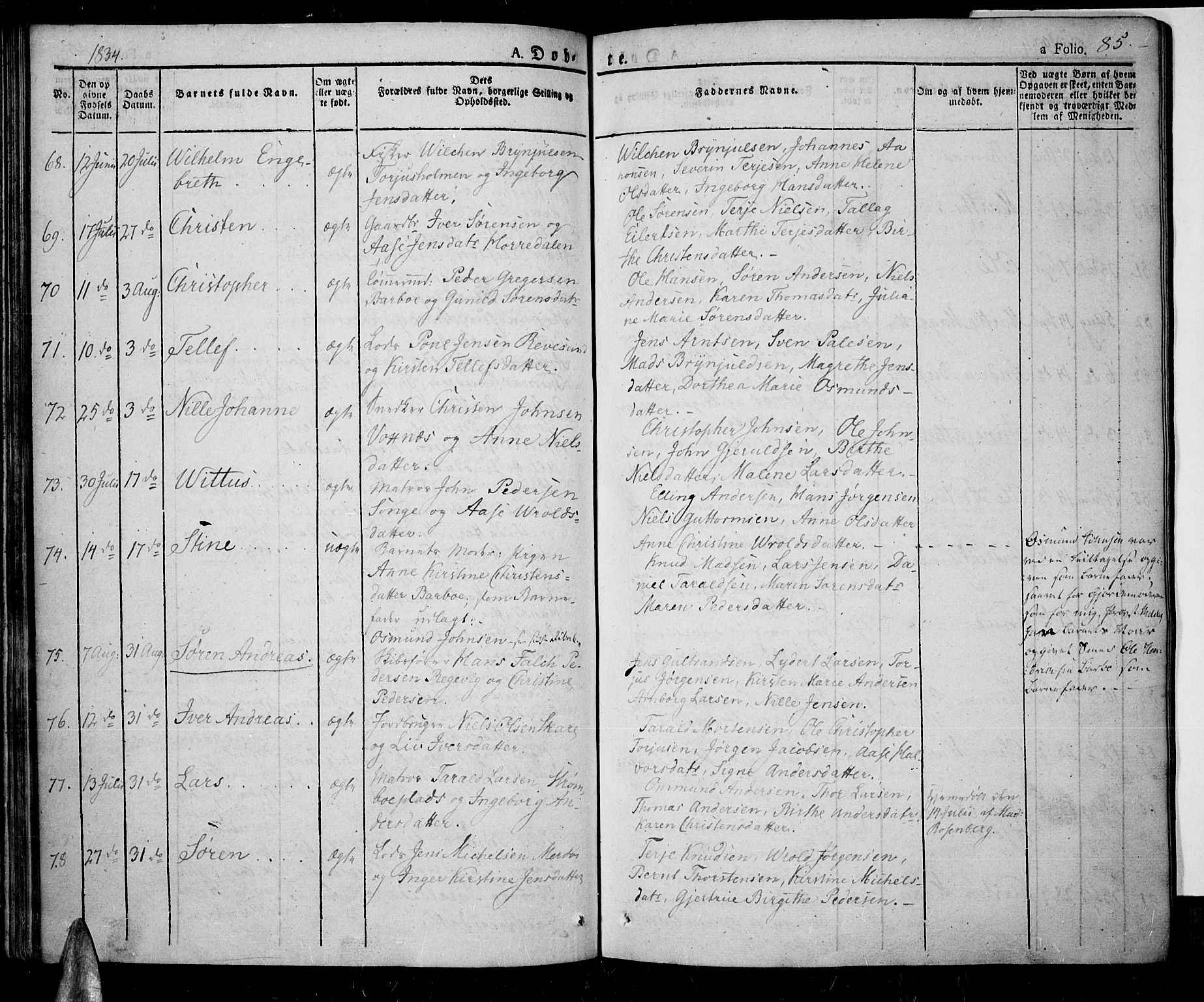 Tromøy sokneprestkontor, AV/SAK-1111-0041/F/Fa/L0003: Ministerialbok nr. A 3, 1825-1837, s. 85