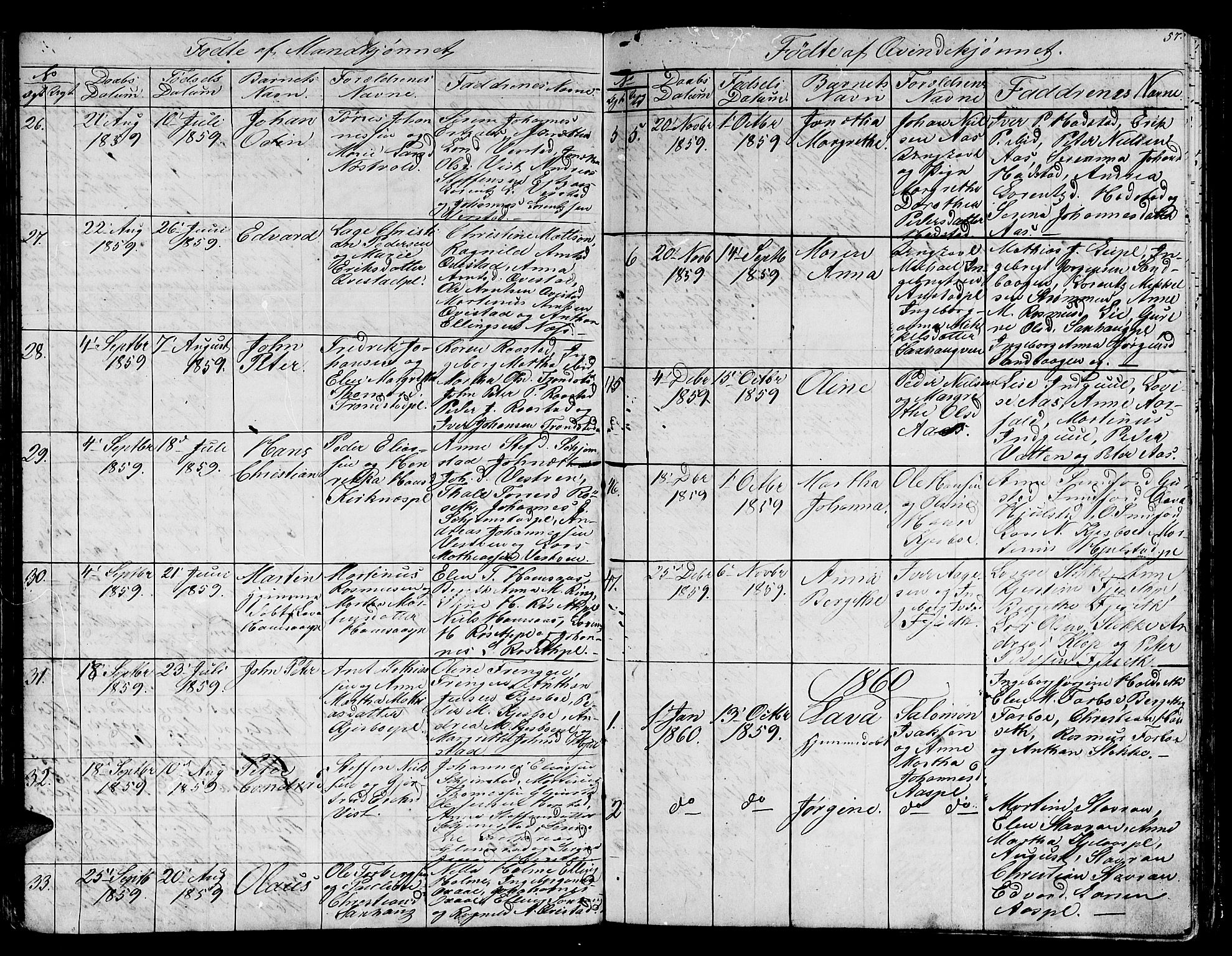 Ministerialprotokoller, klokkerbøker og fødselsregistre - Nord-Trøndelag, SAT/A-1458/730/L0299: Klokkerbok nr. 730C02, 1849-1871, s. 57