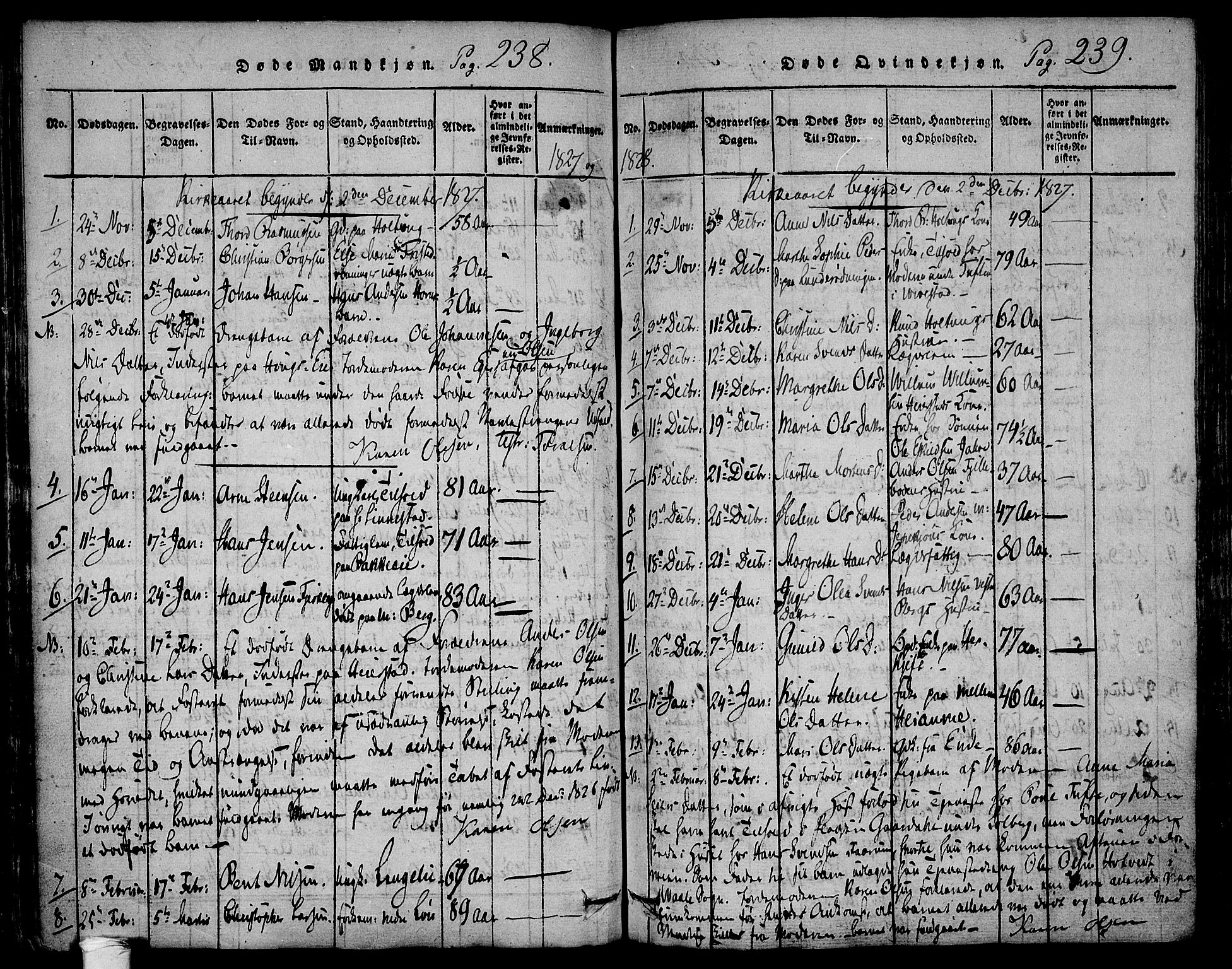 Ramnes kirkebøker, AV/SAKO-A-314/F/Fa/L0004: Ministerialbok nr. I 4, 1813-1840, s. 238-239