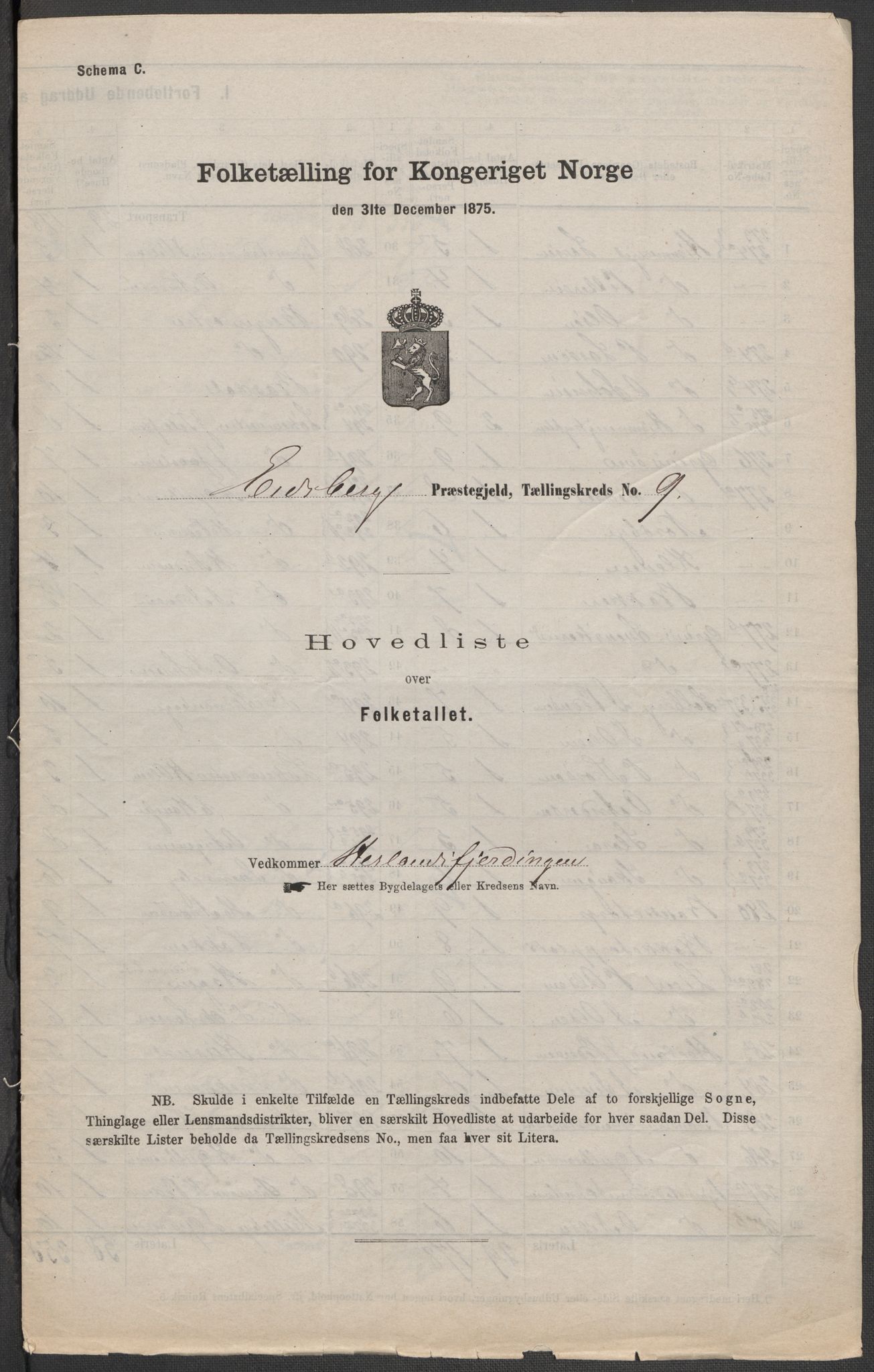 RA, Folketelling 1875 for 0125P Eidsberg prestegjeld, 1875, s. 43