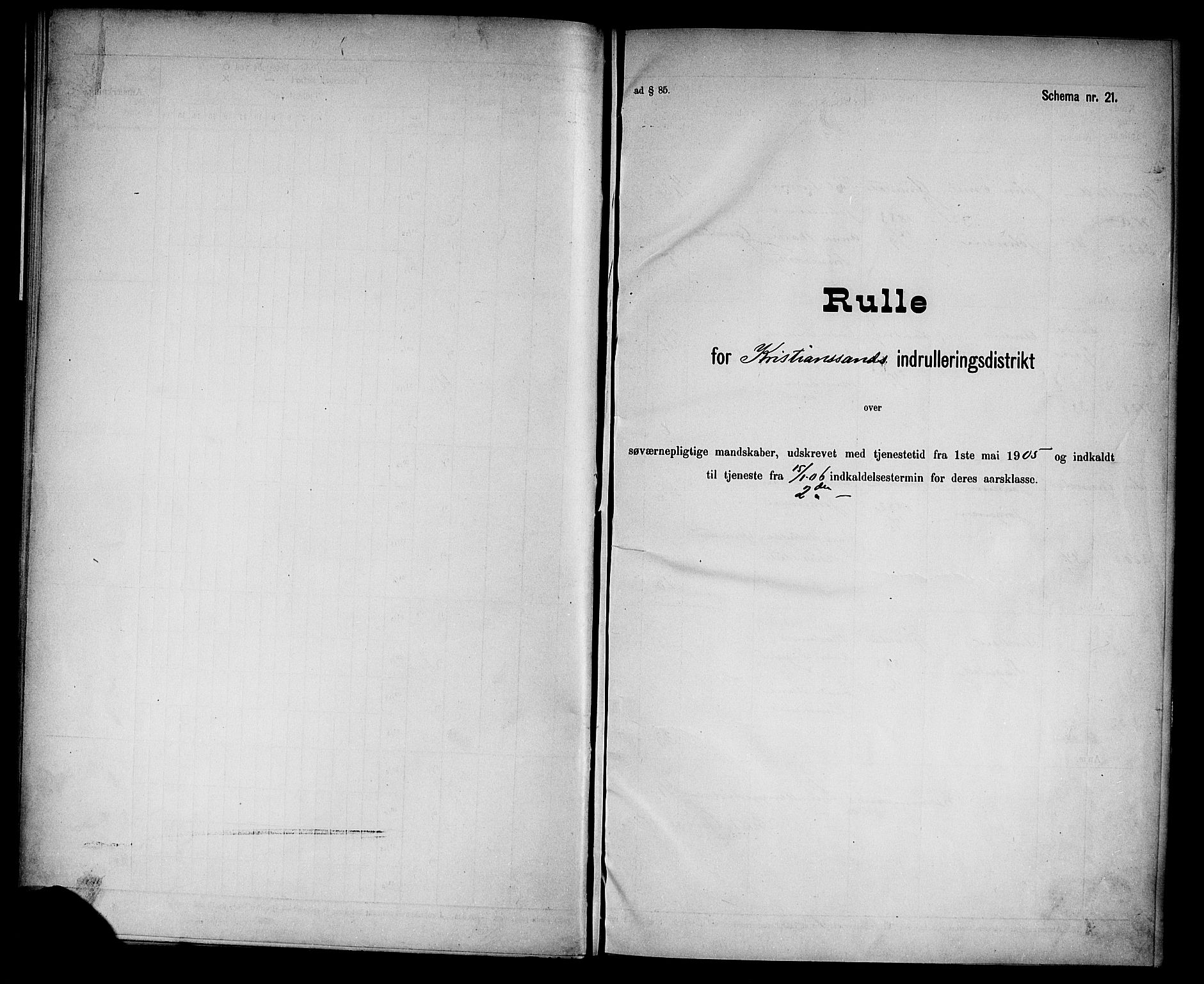 Kristiansand mønstringskrets, SAK/2031-0015/F/Fd/L0007: Rulle sjøvernepliktige, C-7, 1905, s. 27