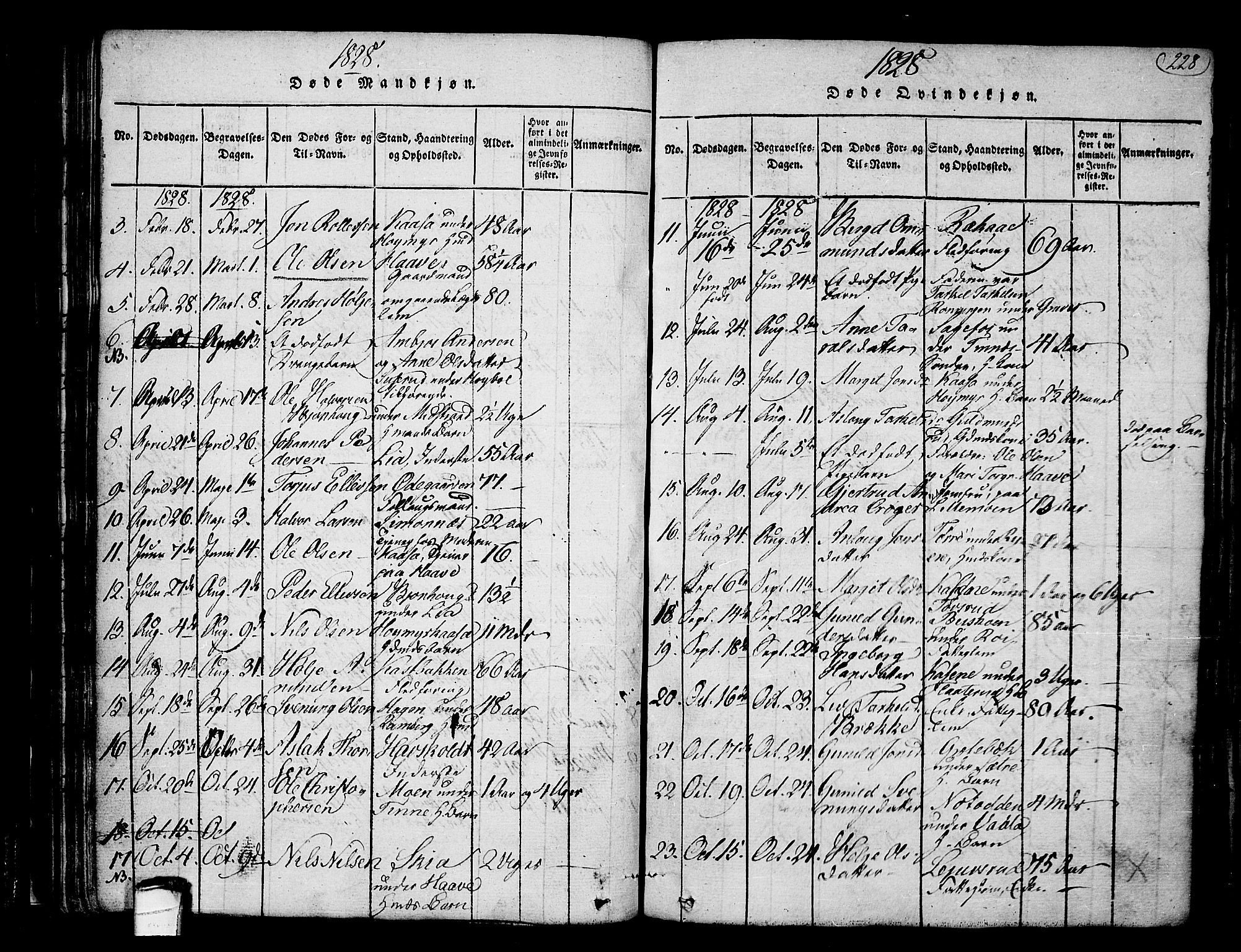 Heddal kirkebøker, SAKO/A-268/F/Fa/L0005: Ministerialbok nr. I 5, 1814-1837, s. 227-228