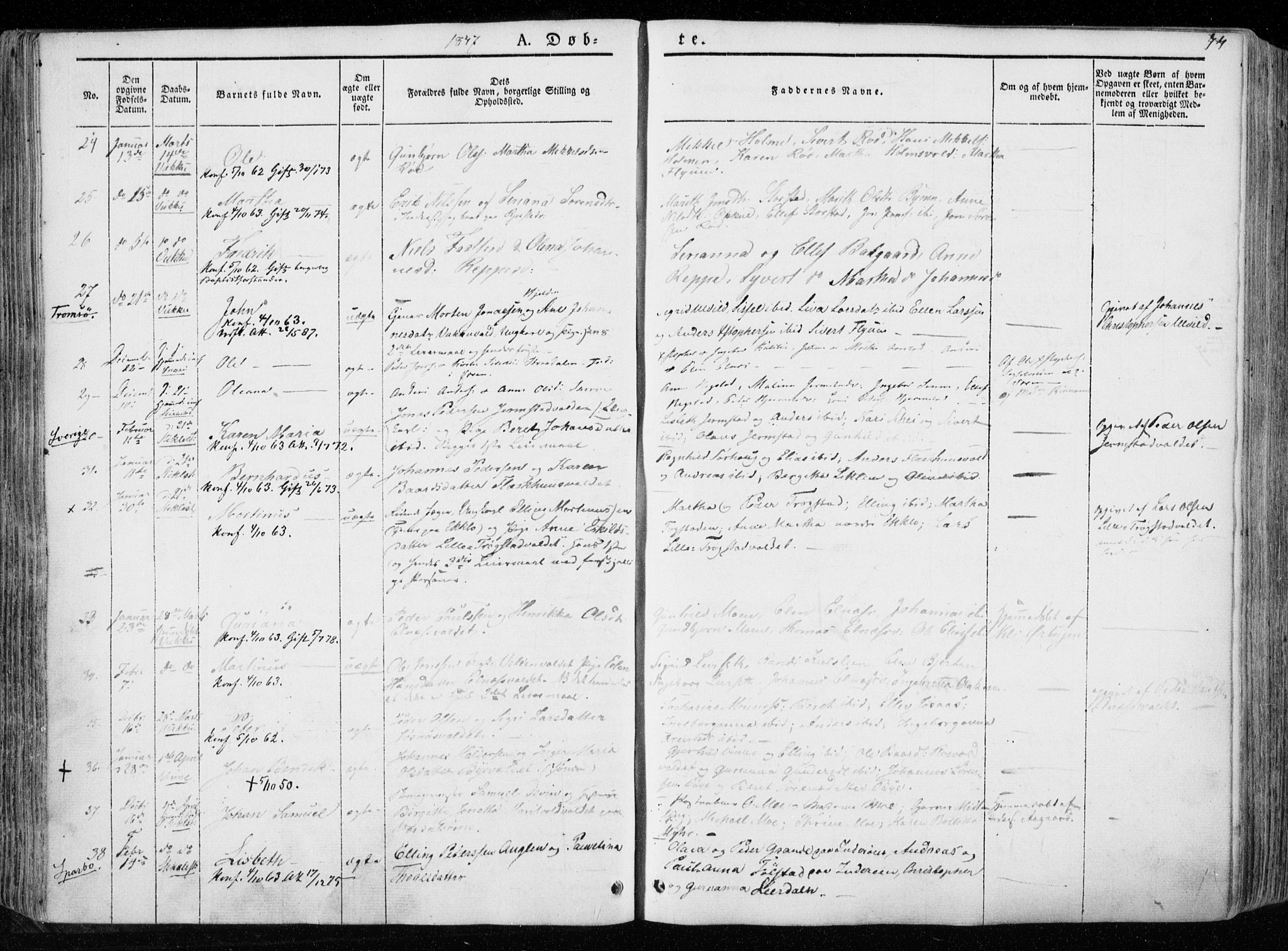 Ministerialprotokoller, klokkerbøker og fødselsregistre - Nord-Trøndelag, SAT/A-1458/723/L0239: Ministerialbok nr. 723A08, 1841-1851, s. 74