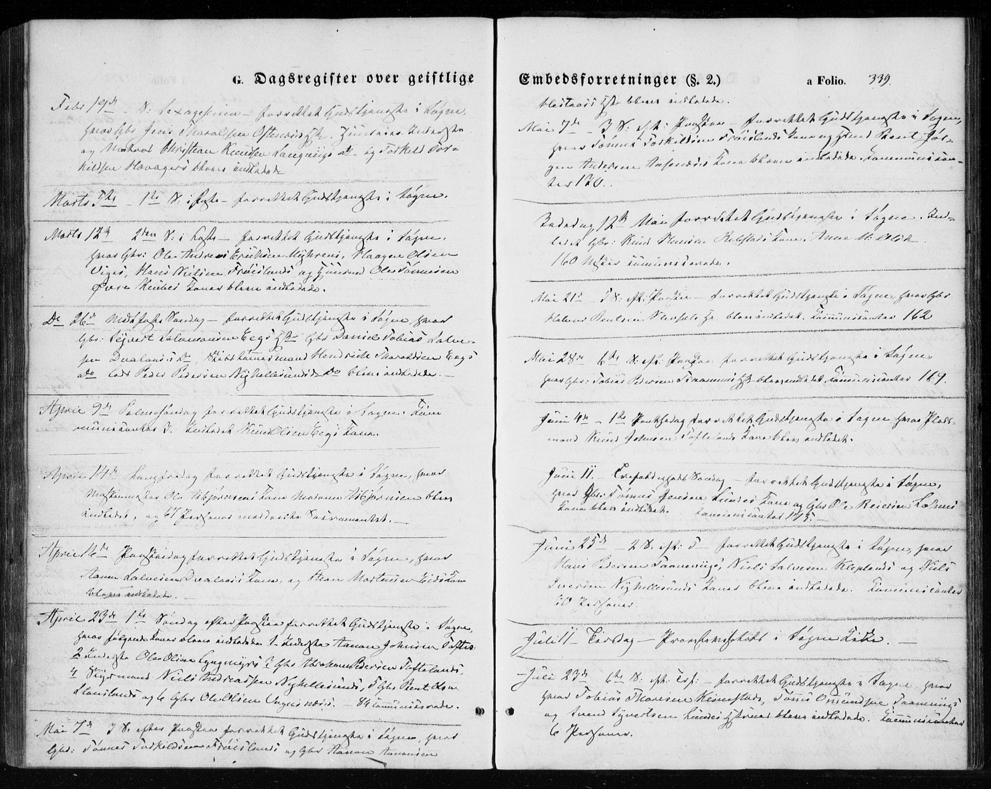 Søgne sokneprestkontor, AV/SAK-1111-0037/F/Fa/Fab/L0010: Ministerialbok nr. A 10, 1853-1869, s. 339