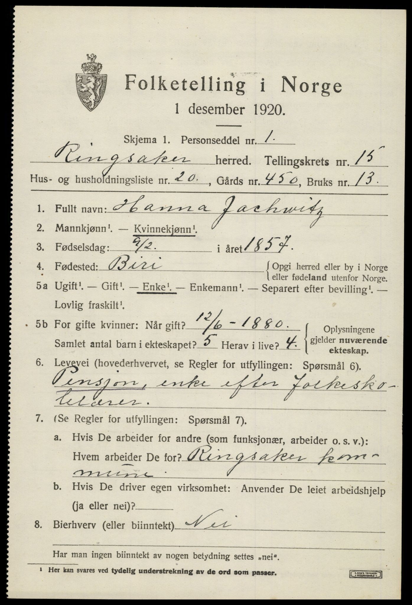 SAH, Folketelling 1920 for 0412 Ringsaker herred, 1920, s. 22112