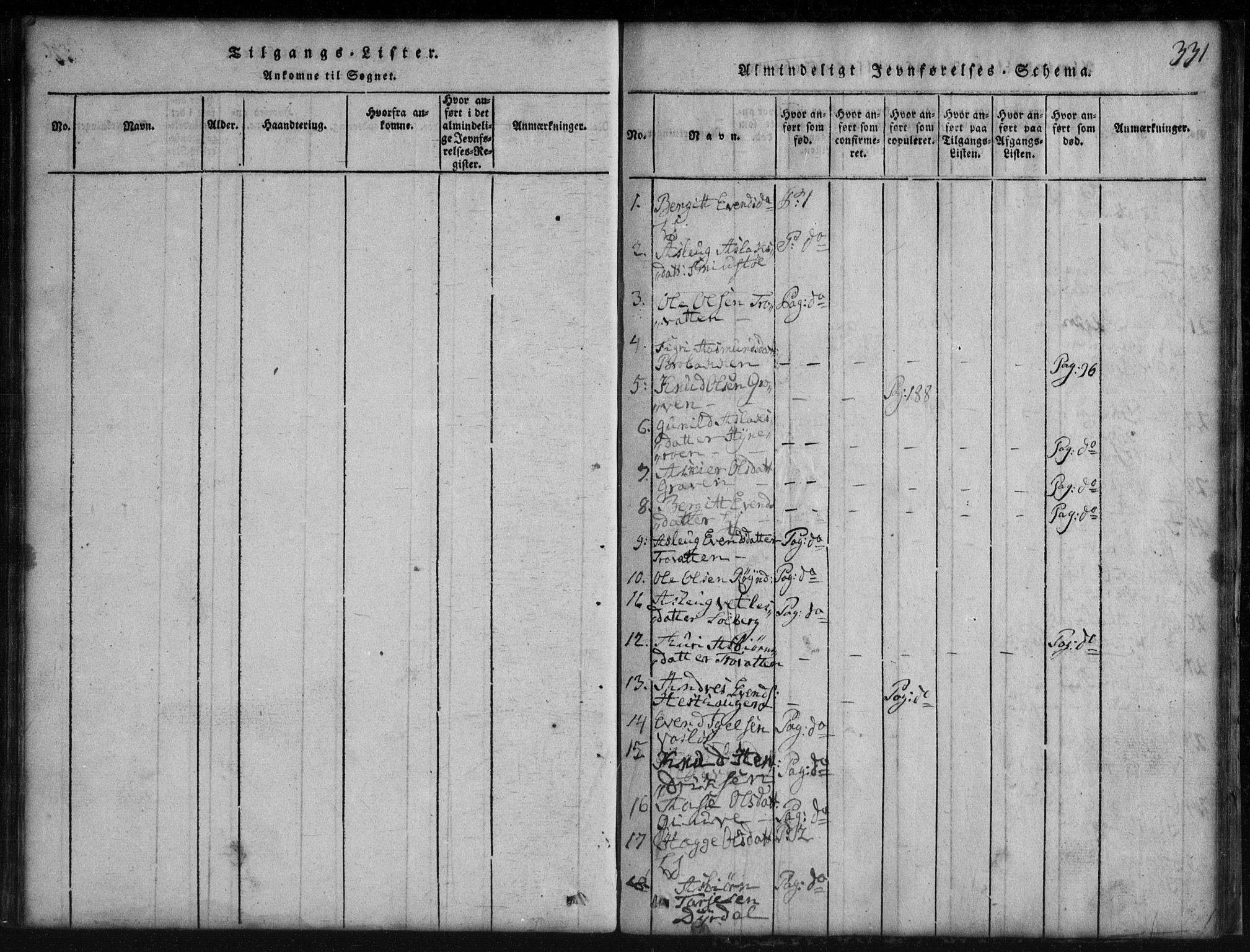 Rauland kirkebøker, AV/SAKO-A-292/G/Gb/L0001: Klokkerbok nr. II 1, 1815-1886, s. 331