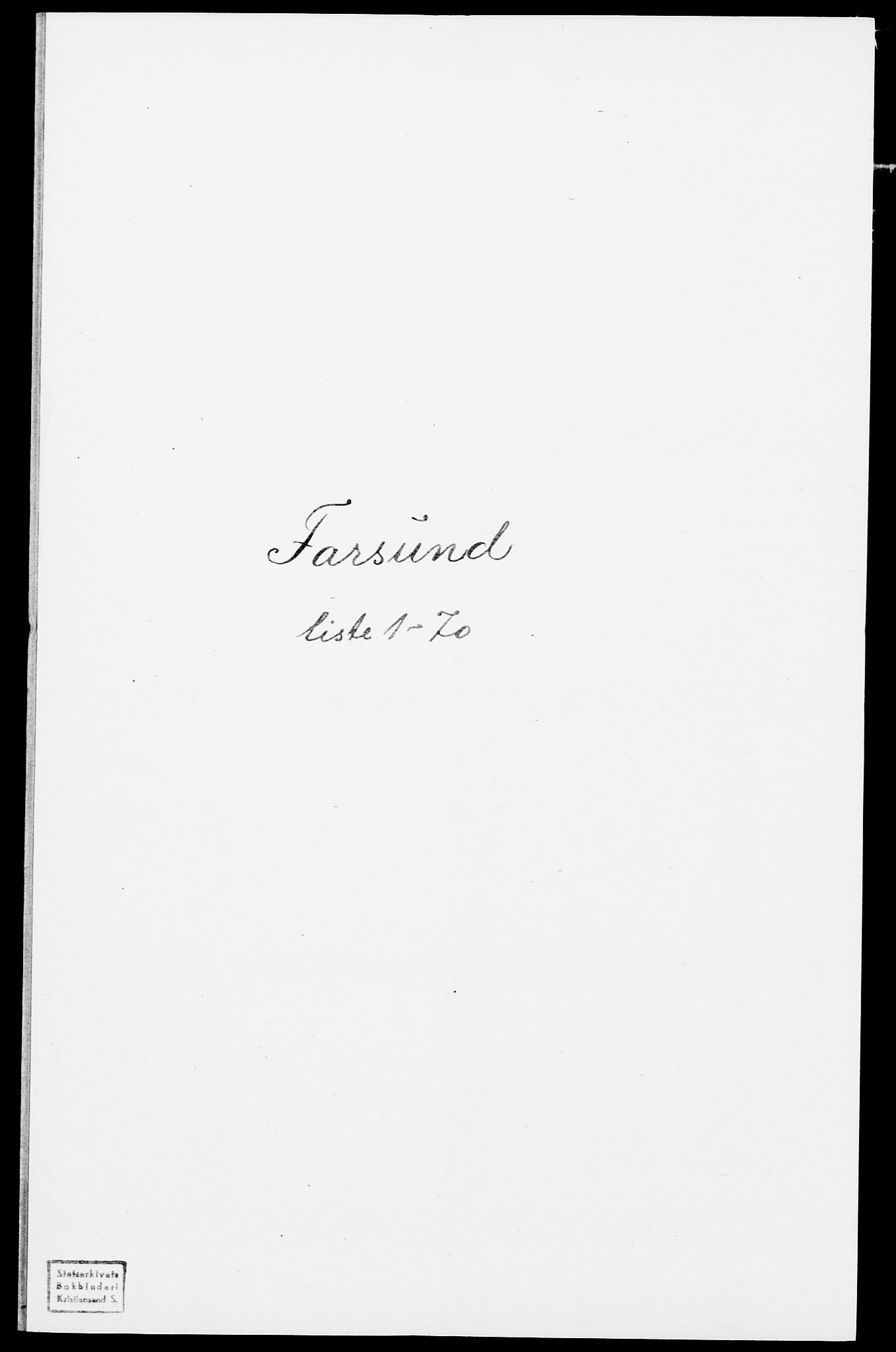 SAK, Folketelling 1875 for 1003B Vanse prestegjeld, Farsund ladested, 1875, s. 7
