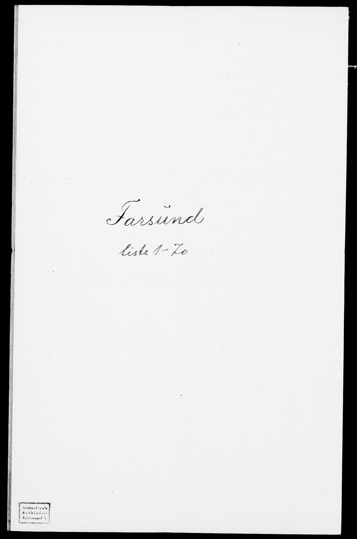 SAK, Folketelling 1875 for 1003B Vanse prestegjeld, Farsund ladested, 1875, s. 7