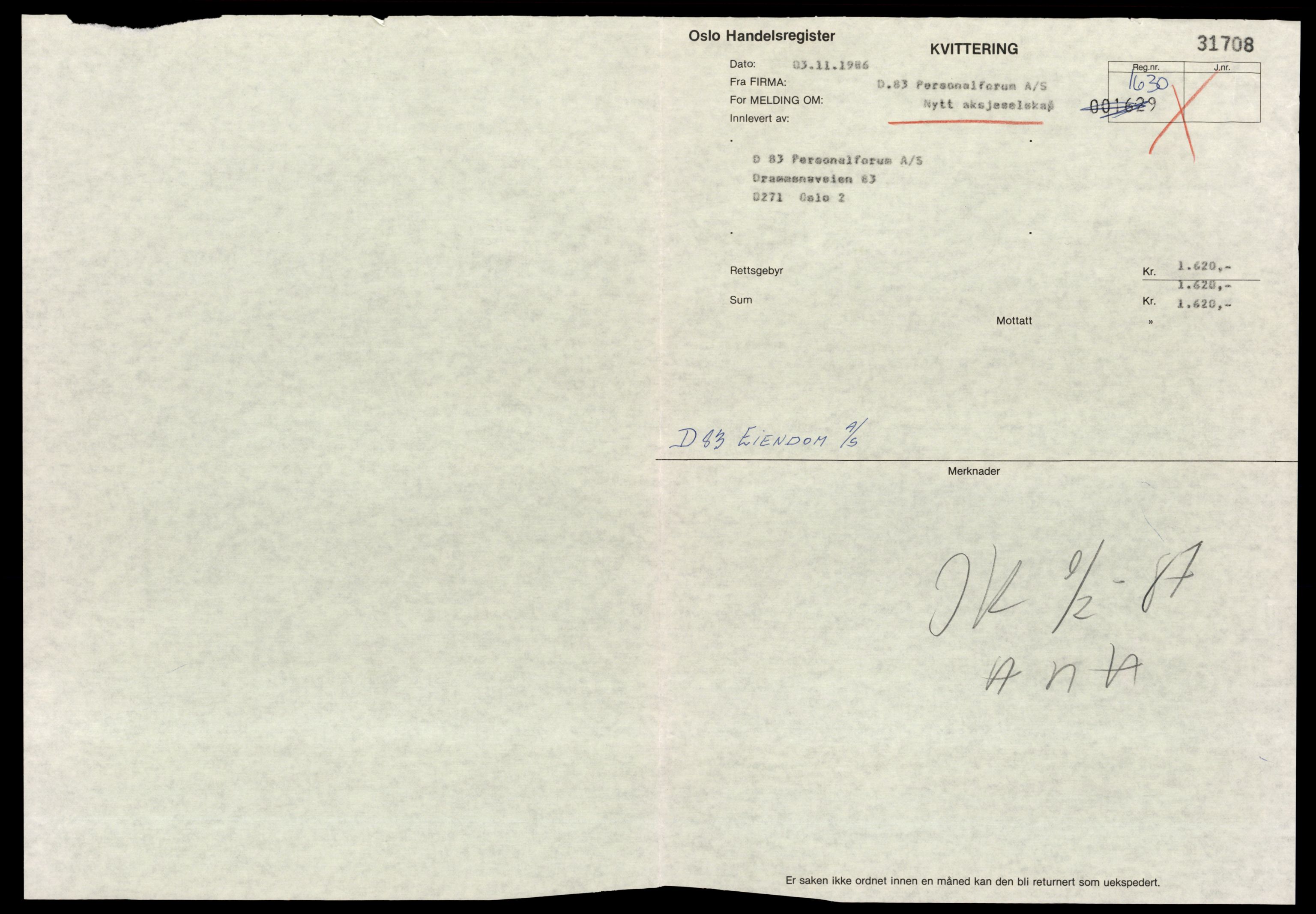Oslo byfogd, Handelsregisteret, SAT/A-10867/G/Gc/Gca/L0151: Ikke konverterte foretak, Daa-Dag, 1890-1990, s. 1