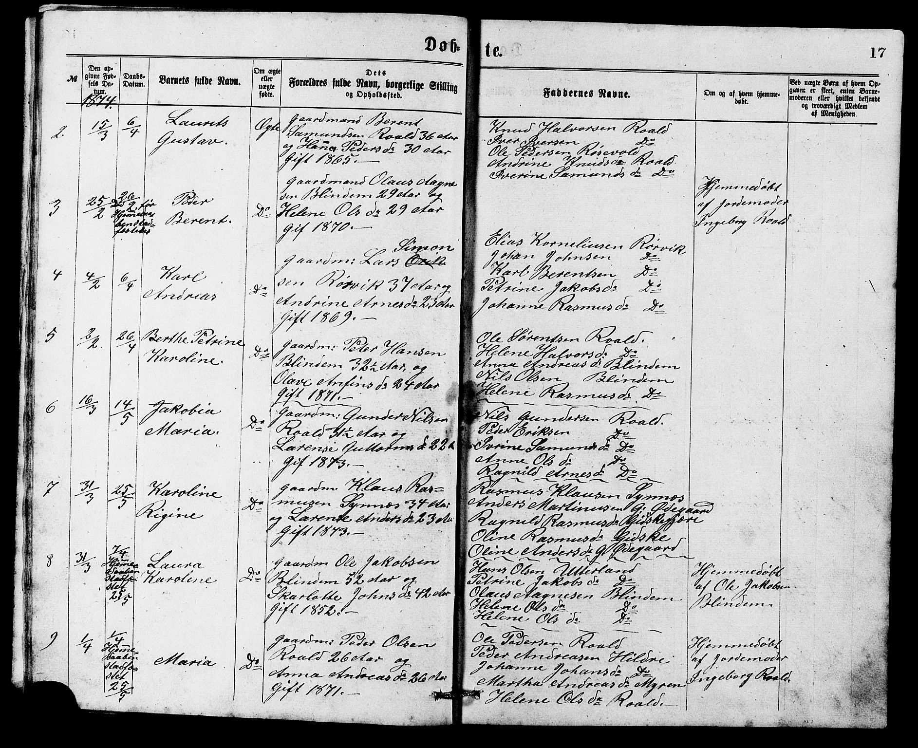 Ministerialprotokoller, klokkerbøker og fødselsregistre - Møre og Romsdal, AV/SAT-A-1454/537/L0521: Klokkerbok nr. 537C02, 1869-1888, s. 17