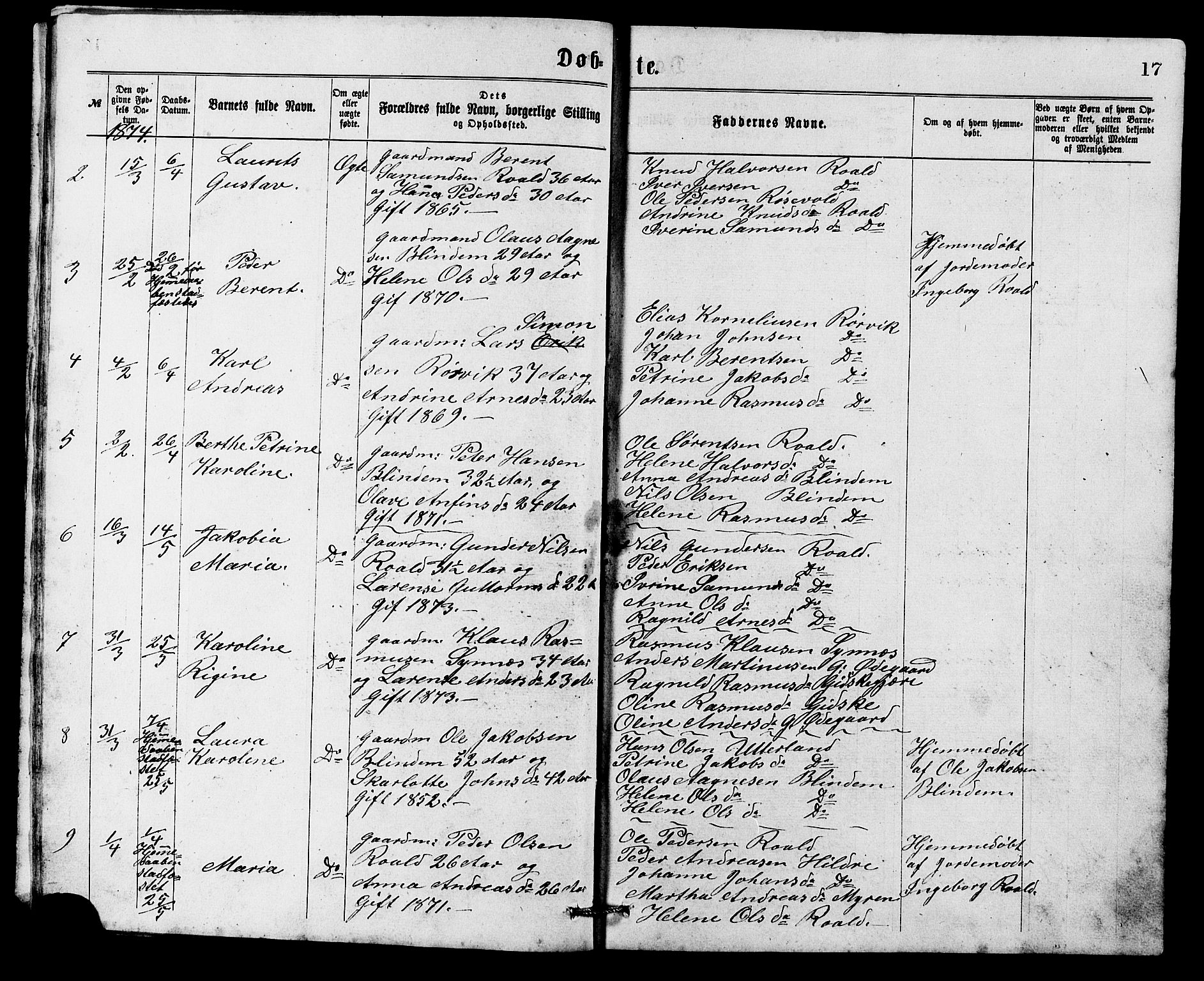 Ministerialprotokoller, klokkerbøker og fødselsregistre - Møre og Romsdal, SAT/A-1454/537/L0521: Klokkerbok nr. 537C02, 1869-1888, s. 17