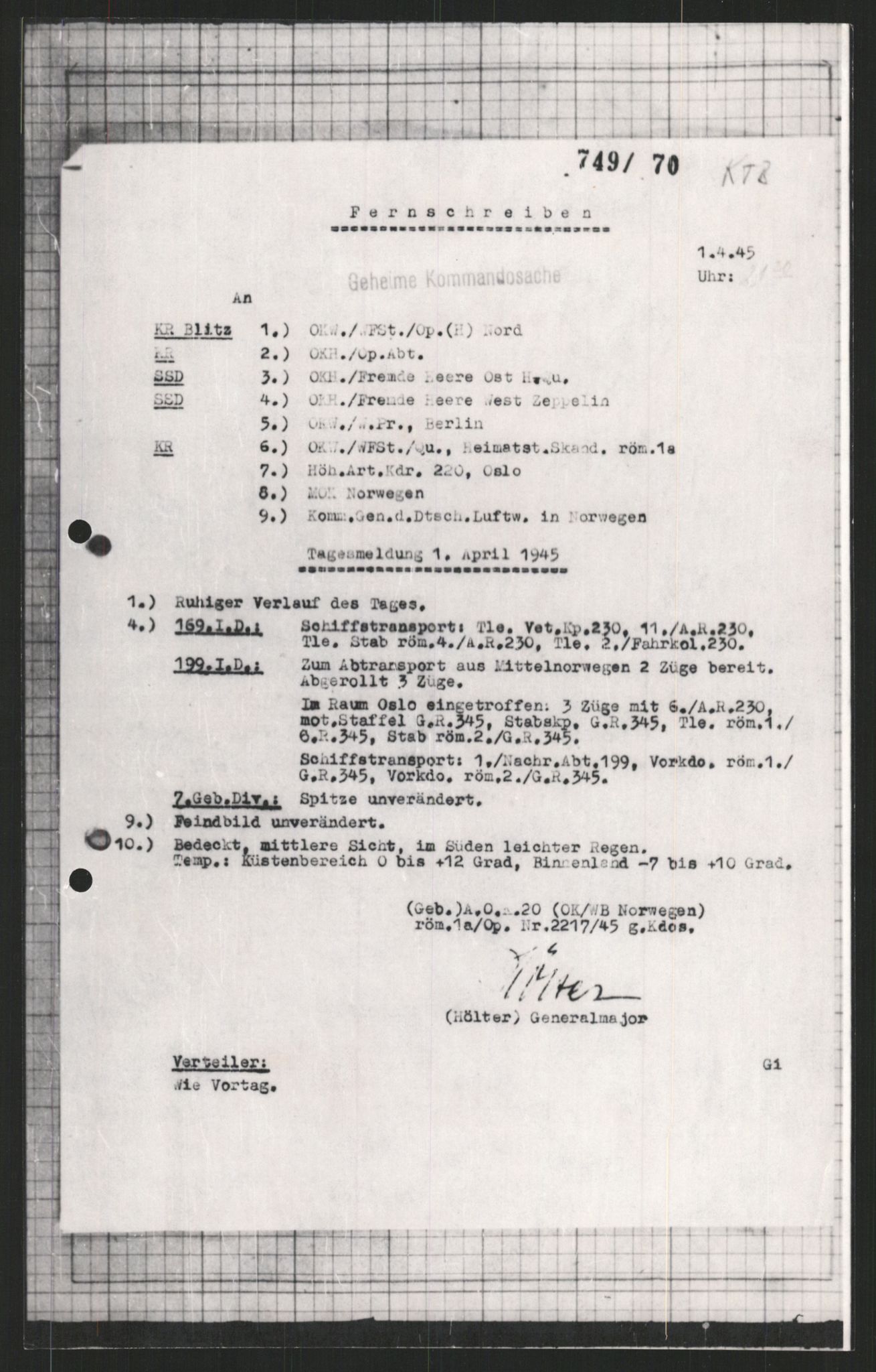 Forsvarets Overkommando. 2 kontor. Arkiv 11.4. Spredte tyske arkivsaker, AV/RA-RAFA-7031/D/Dar/Dara/L0009: Krigsdagbøker for 20. Gebirgs-Armee-Oberkommando (AOK 20), 1940-1945, s. 4