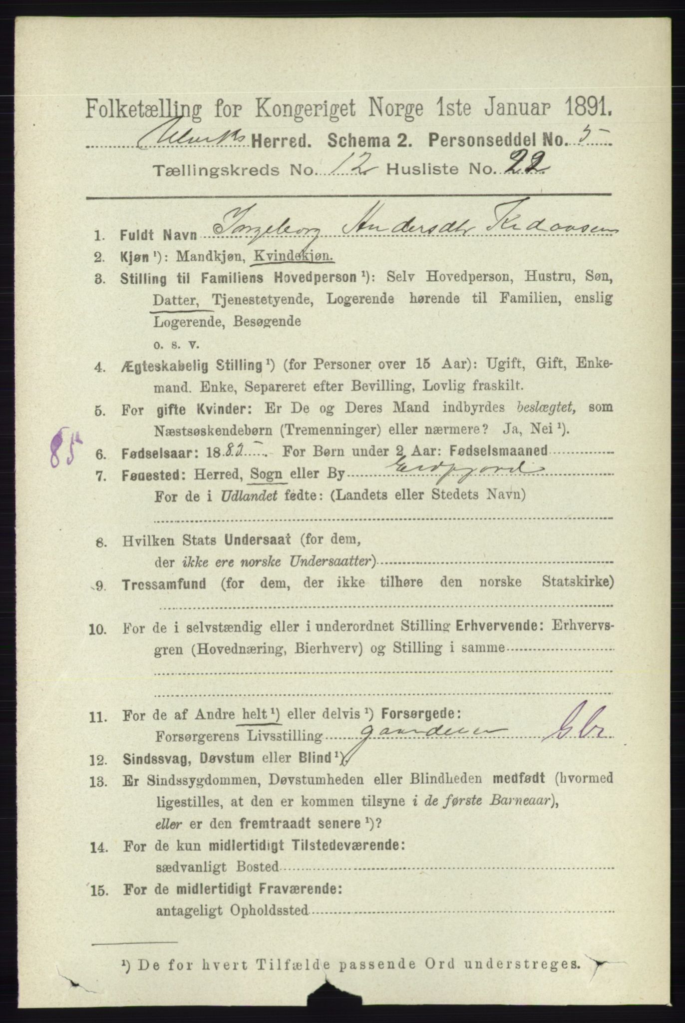 RA, Folketelling 1891 for 1233 Ulvik herred, 1891, s. 3750