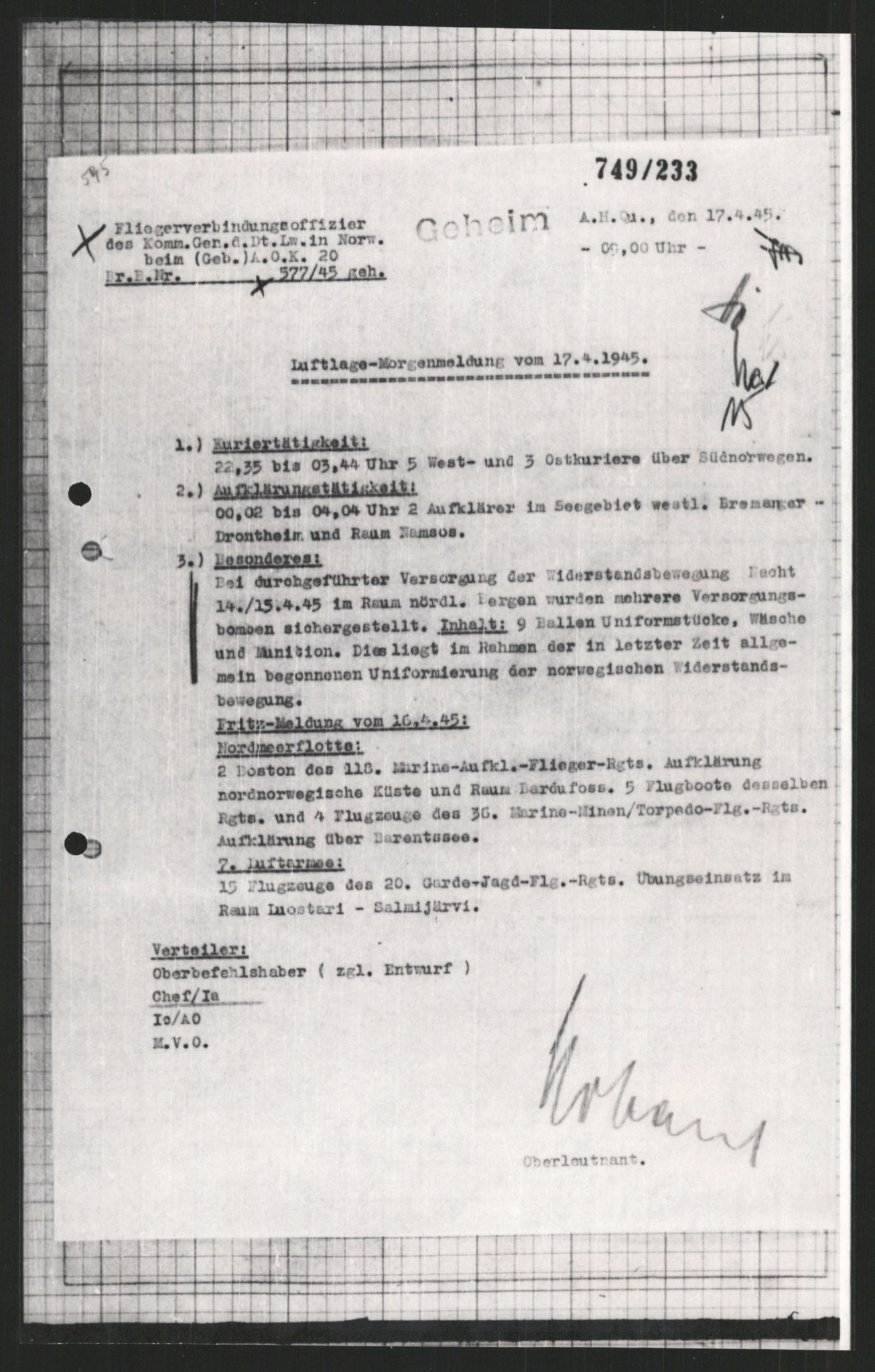 Forsvarets Overkommando. 2 kontor. Arkiv 11.4. Spredte tyske arkivsaker, AV/RA-RAFA-7031/D/Dar/Dara/L0009: Krigsdagbøker for 20. Gebirgs-Armee-Oberkommando (AOK 20), 1940-1945, s. 322