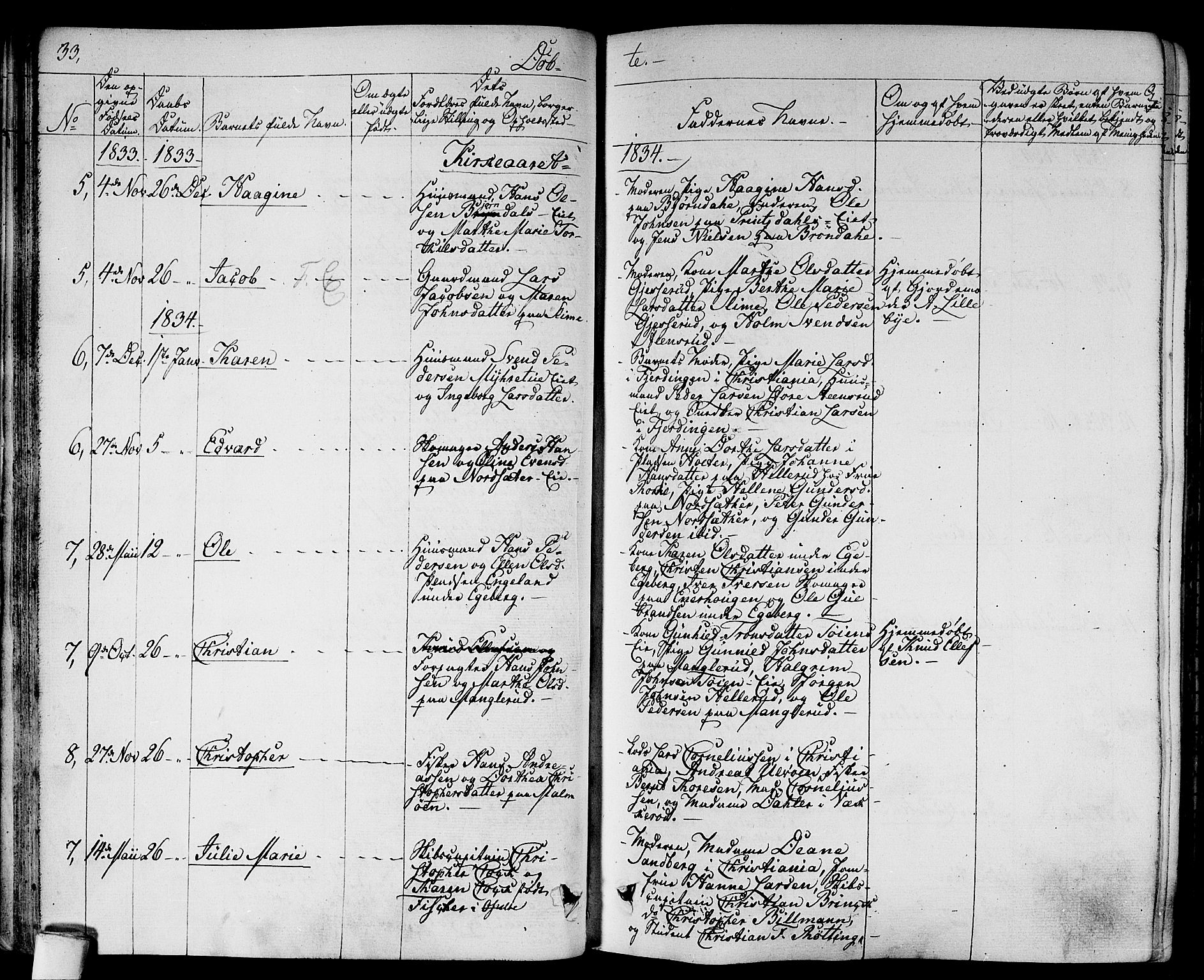 Gamlebyen prestekontor Kirkebøker, AV/SAO-A-10884/F/Fa/L0003: Ministerialbok nr. 3, 1829-1849, s. 33
