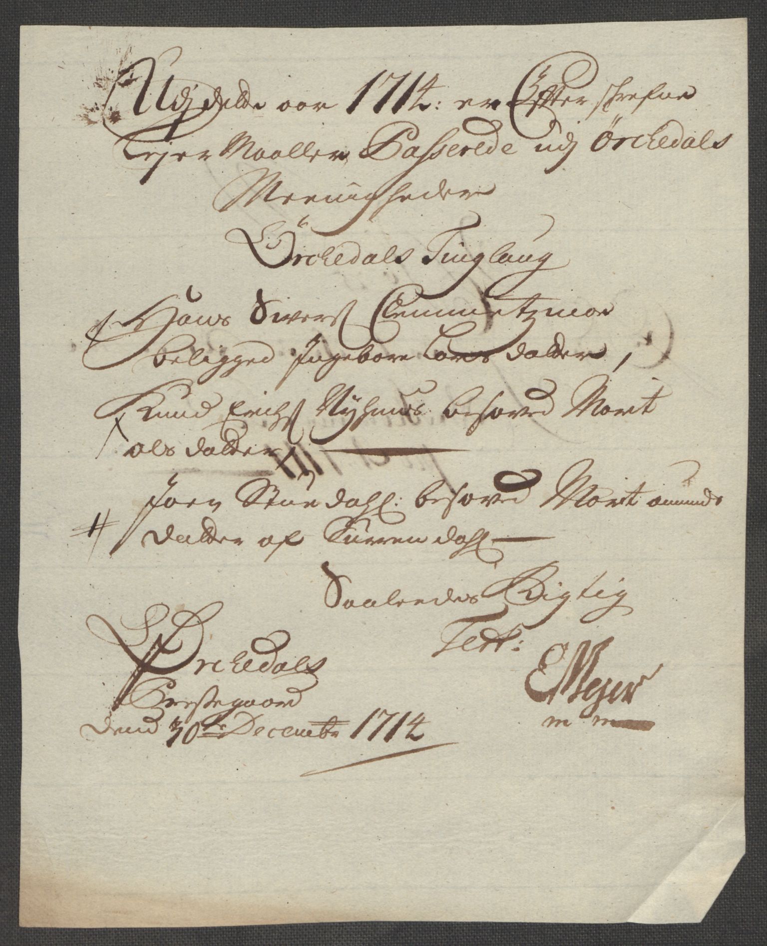 Rentekammeret inntil 1814, Reviderte regnskaper, Fogderegnskap, RA/EA-4092/R60/L3965: Fogderegnskap Orkdal og Gauldal, 1714, s. 209