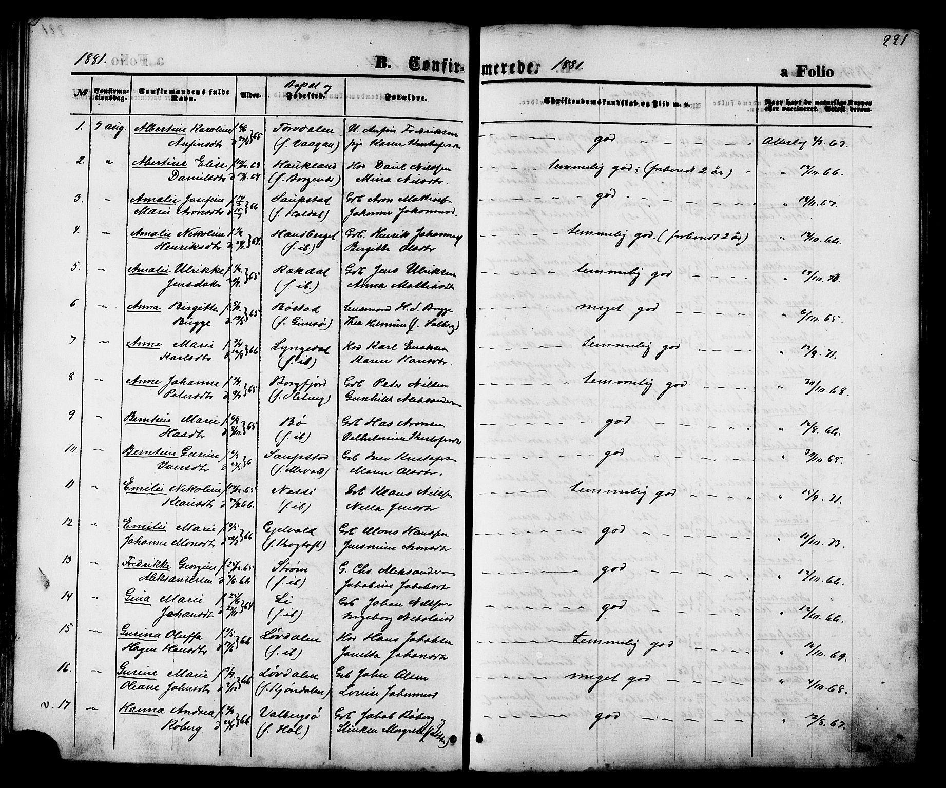 Ministerialprotokoller, klokkerbøker og fødselsregistre - Nordland, AV/SAT-A-1459/880/L1132: Ministerialbok nr. 880A06, 1869-1887, s. 221