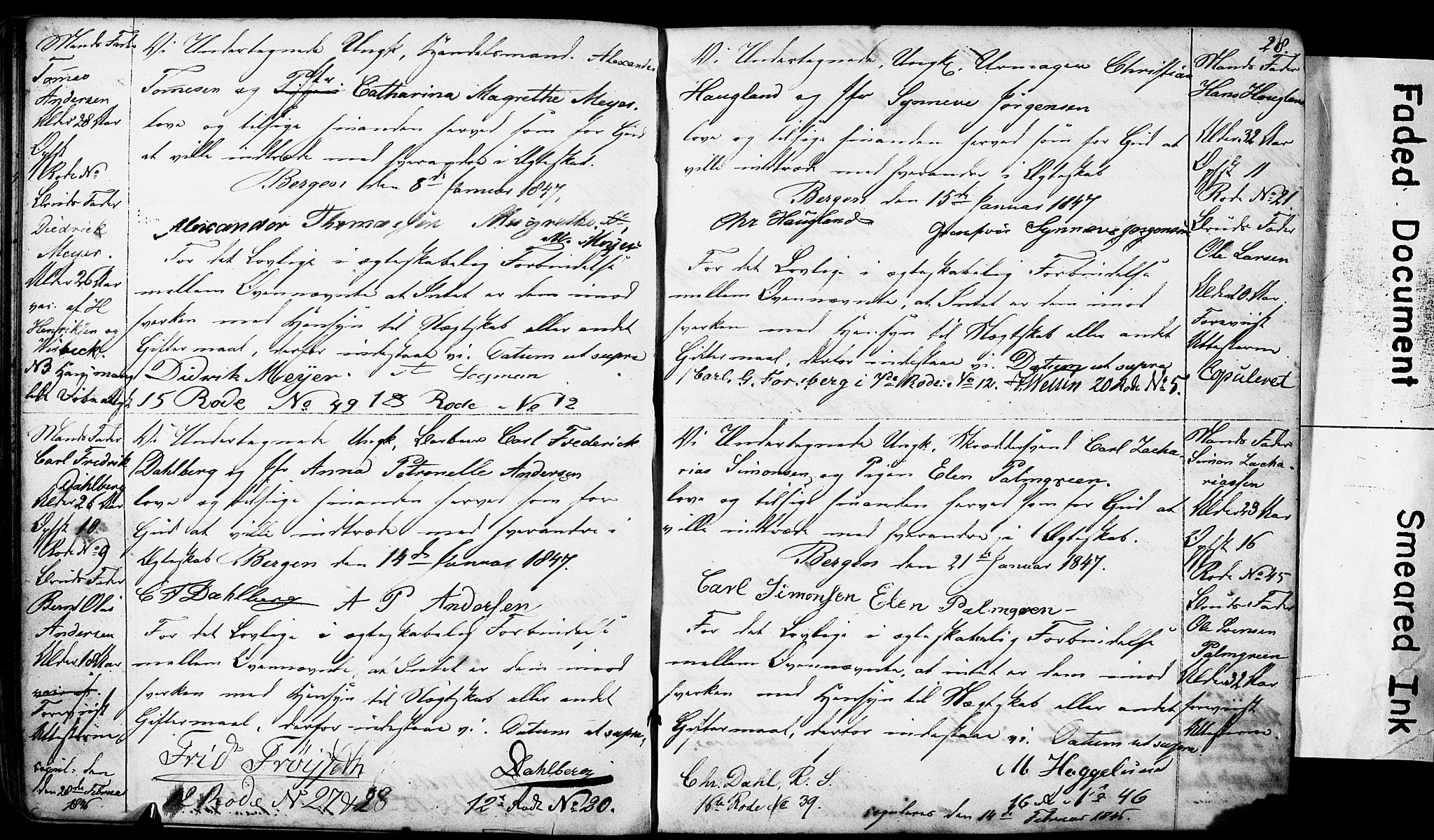 Domkirken sokneprestembete, SAB/A-74801: Forlovererklæringer nr. II.5.4, 1845-1852, s. 28