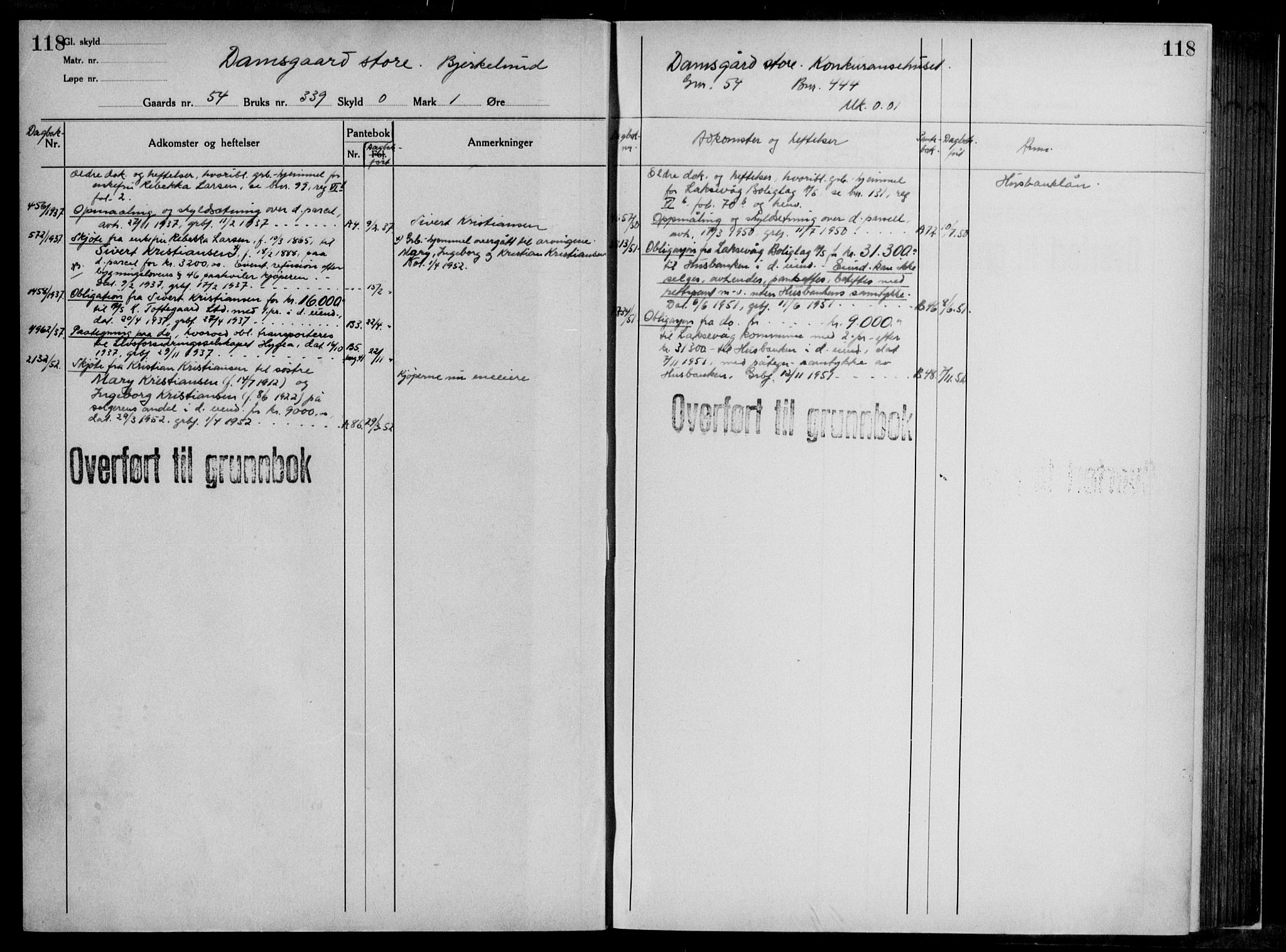 Midhordland sorenskriveri, AV/SAB-A-3001/1/G/Ga/Gab/L0117: Panteregister nr. II.A.b.117, s. 118