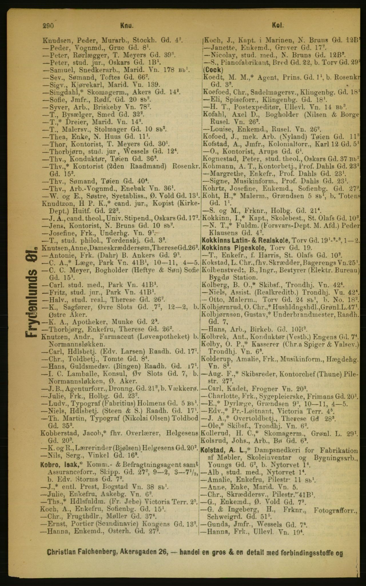 Kristiania/Oslo adressebok, PUBL/-, 1889, s. 290