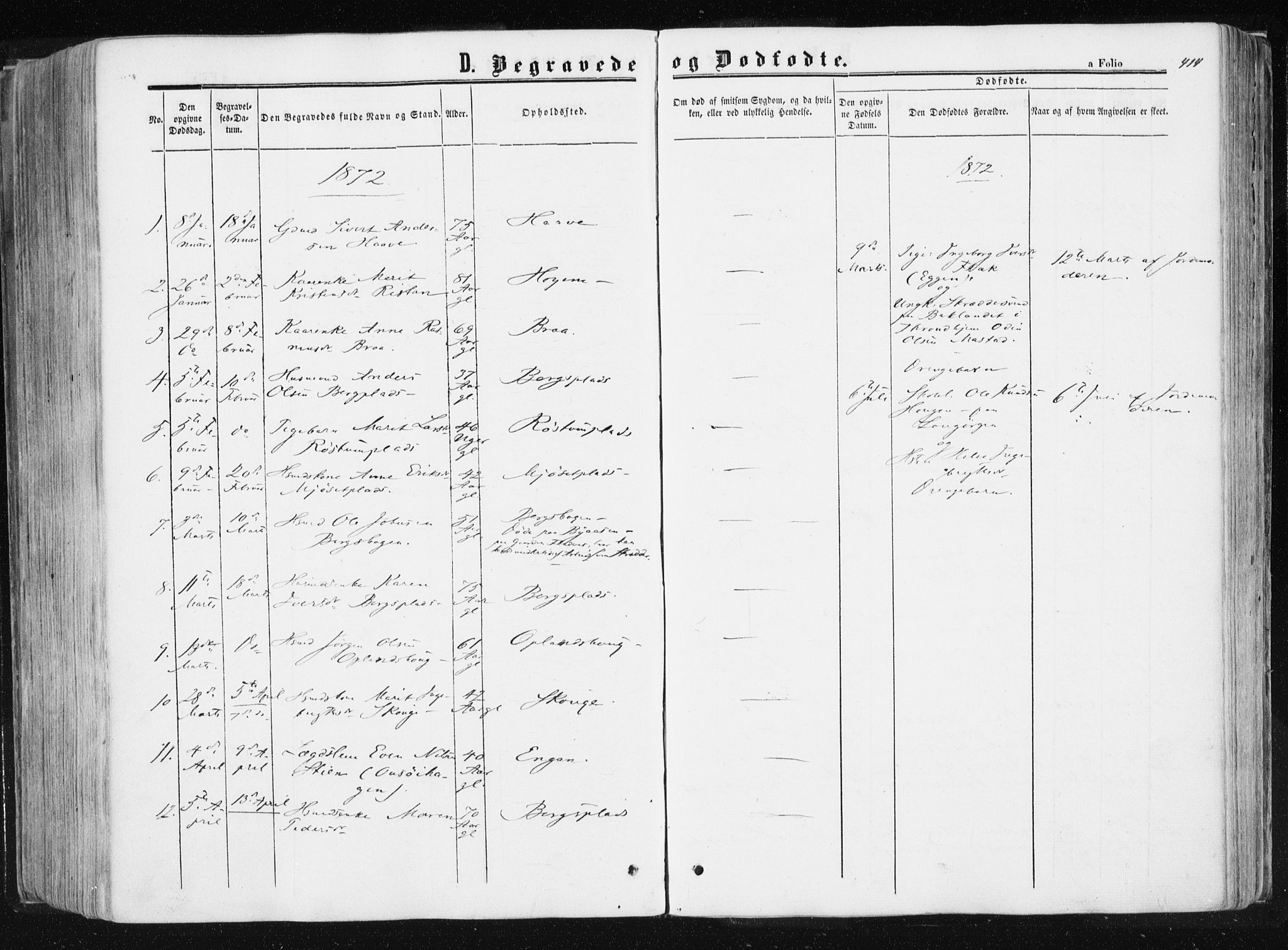 Ministerialprotokoller, klokkerbøker og fødselsregistre - Sør-Trøndelag, AV/SAT-A-1456/612/L0377: Ministerialbok nr. 612A09, 1859-1877, s. 414