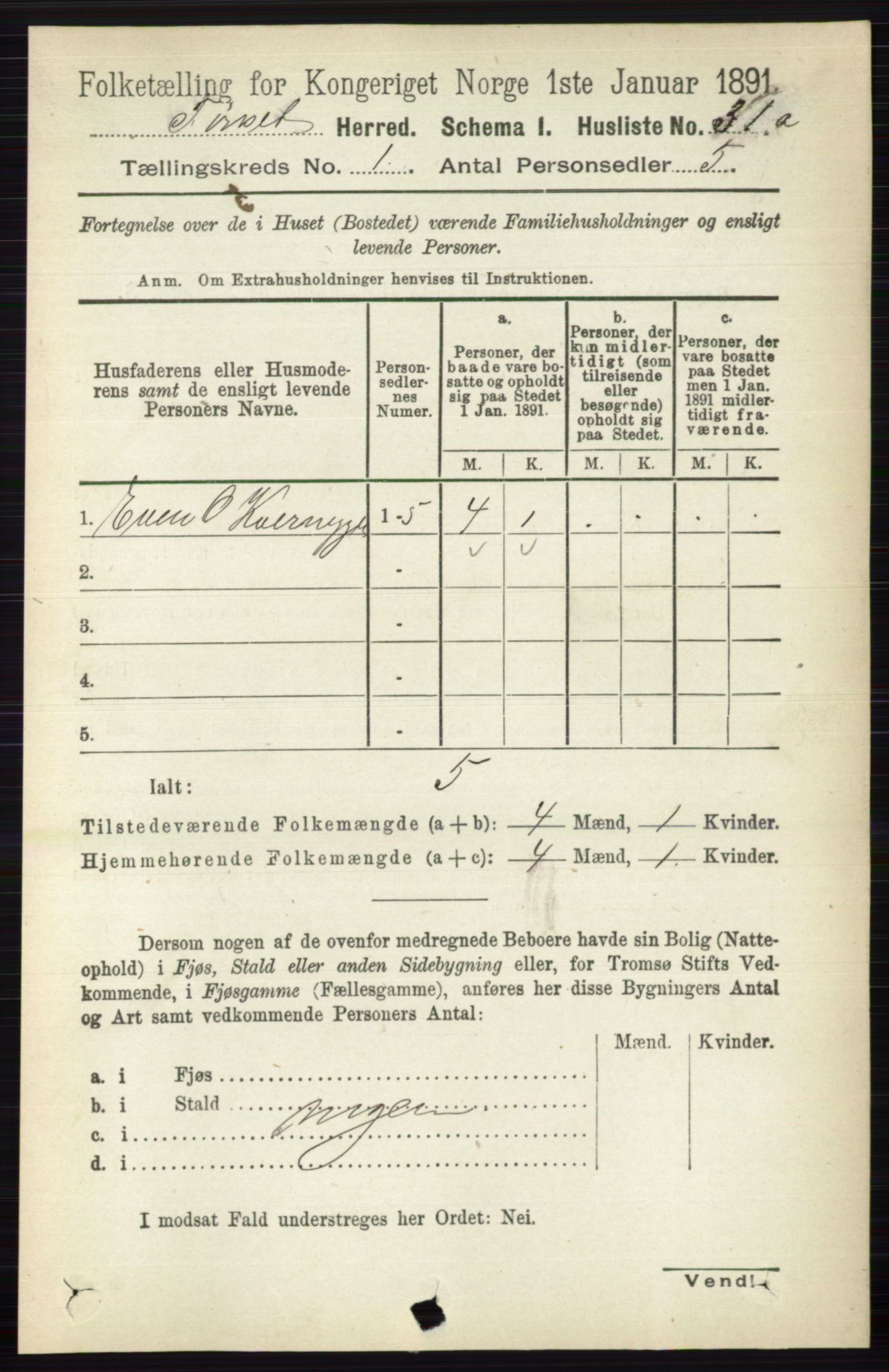 RA, Folketelling 1891 for 0437 Tynset herred, 1891, s. 62