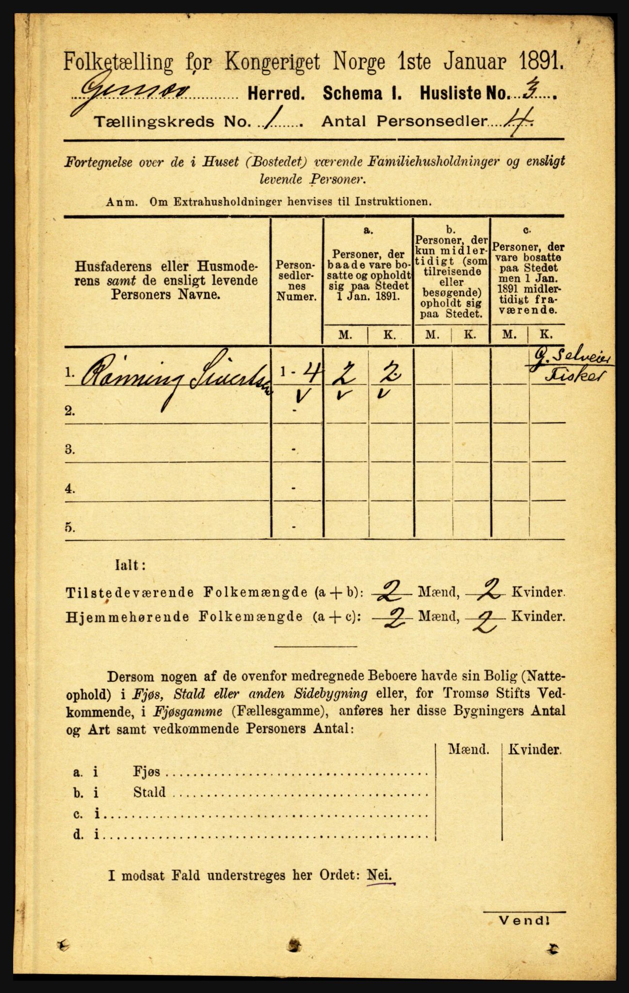 RA, Folketelling 1891 for 1864 Gimsøy herred, 1891, s. 24