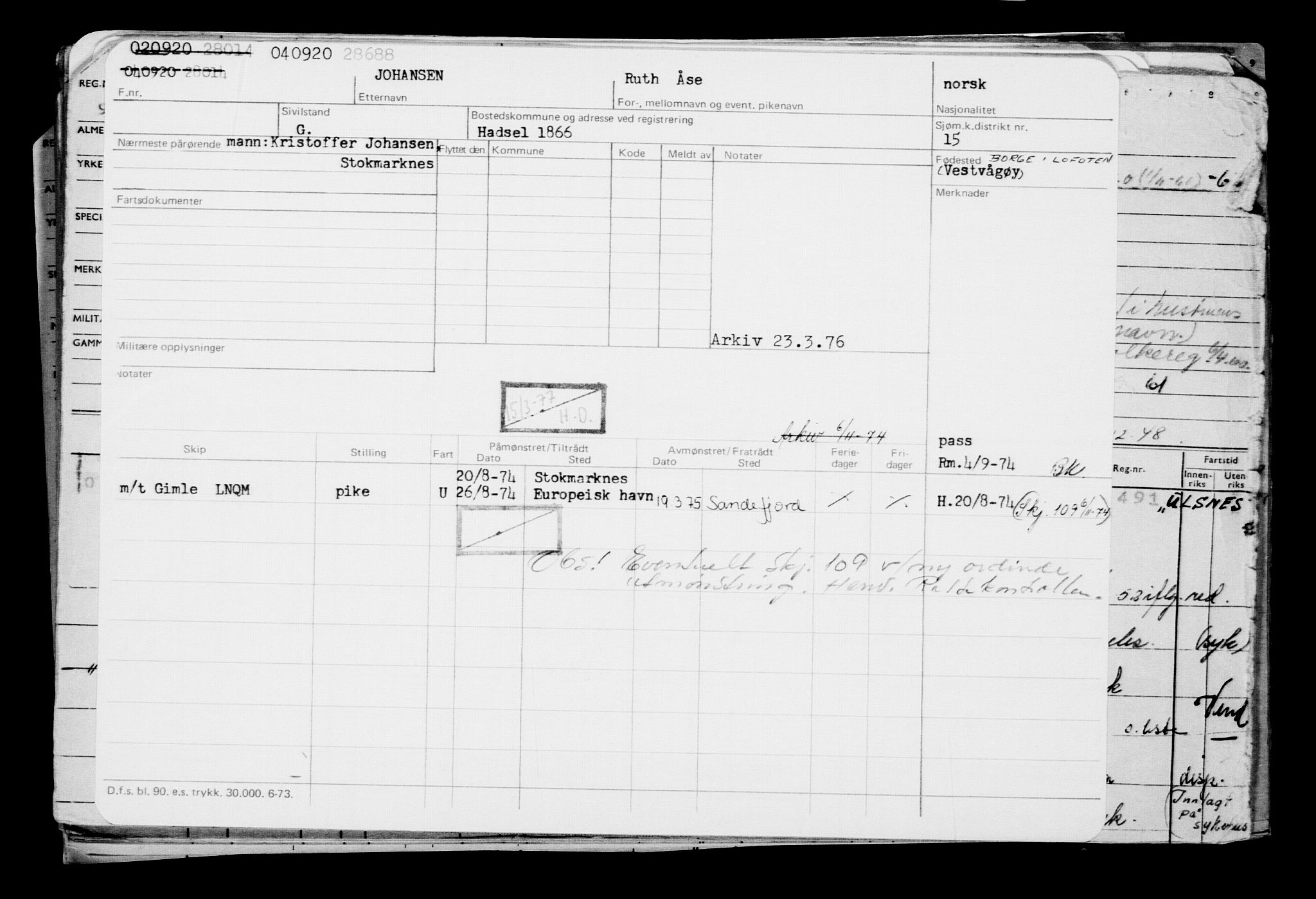 Direktoratet for sjømenn, AV/RA-S-3545/G/Gb/L0185: Hovedkort, 1920, s. 80