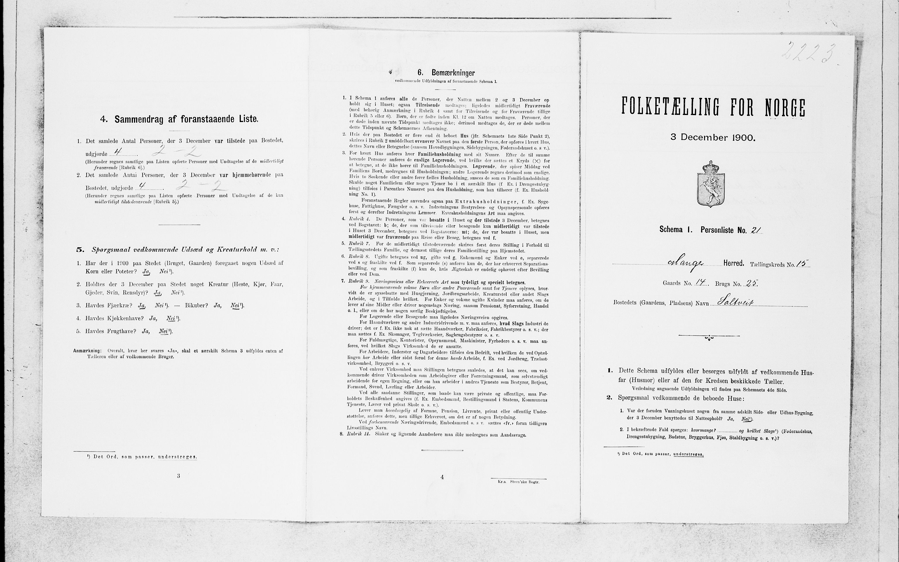 SAB, Folketelling 1900 for 1261 Manger herred, 1900, s. 1393