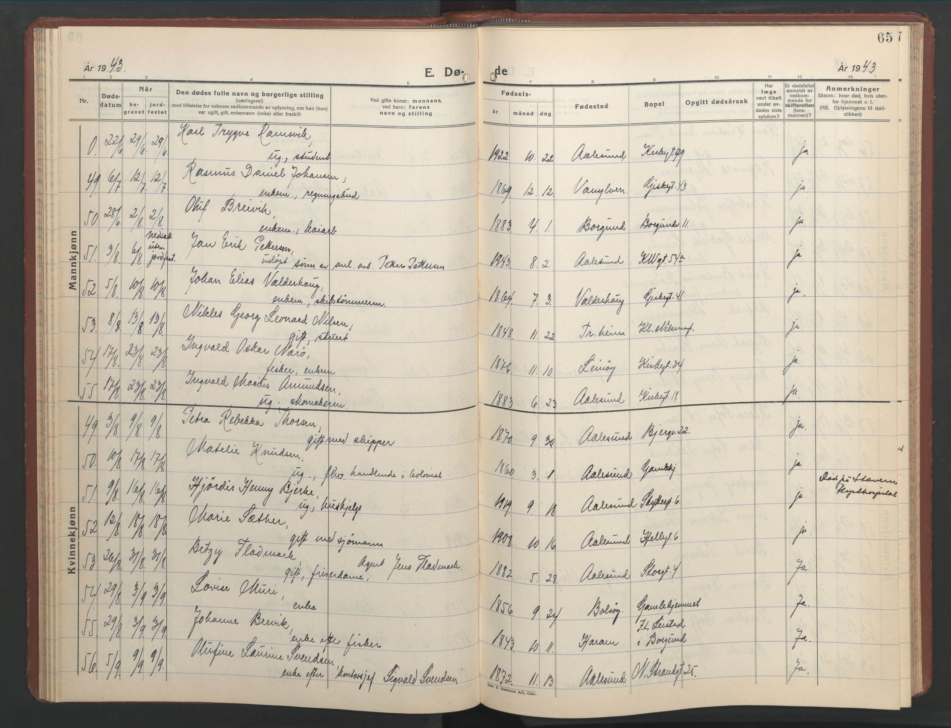 Ministerialprotokoller, klokkerbøker og fødselsregistre - Møre og Romsdal, AV/SAT-A-1454/529/L0478: Klokkerbok nr. 529C15, 1938-1951, s. 65