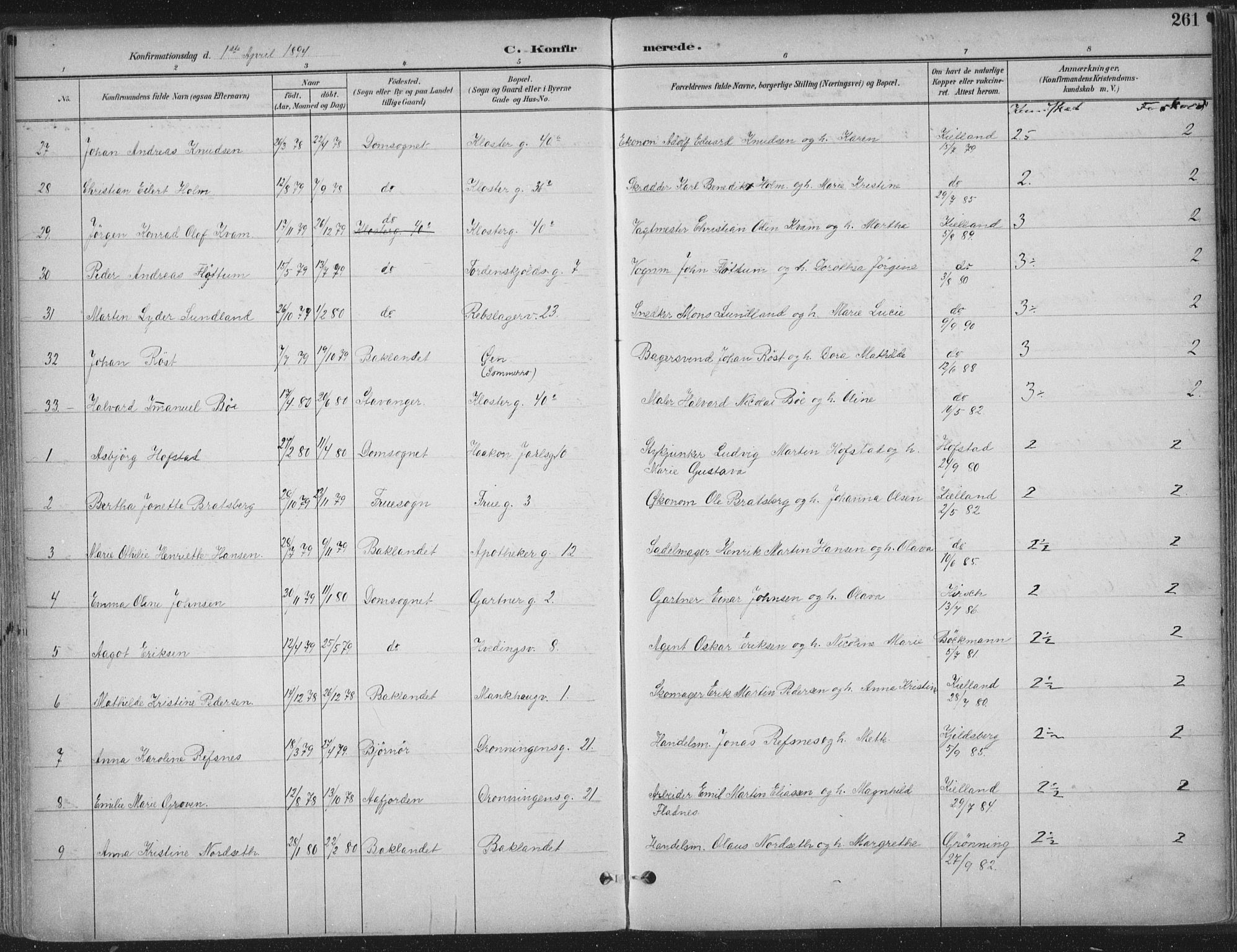Ministerialprotokoller, klokkerbøker og fødselsregistre - Sør-Trøndelag, SAT/A-1456/601/L0062: Ministerialbok nr. 601A30, 1891-1911, s. 261