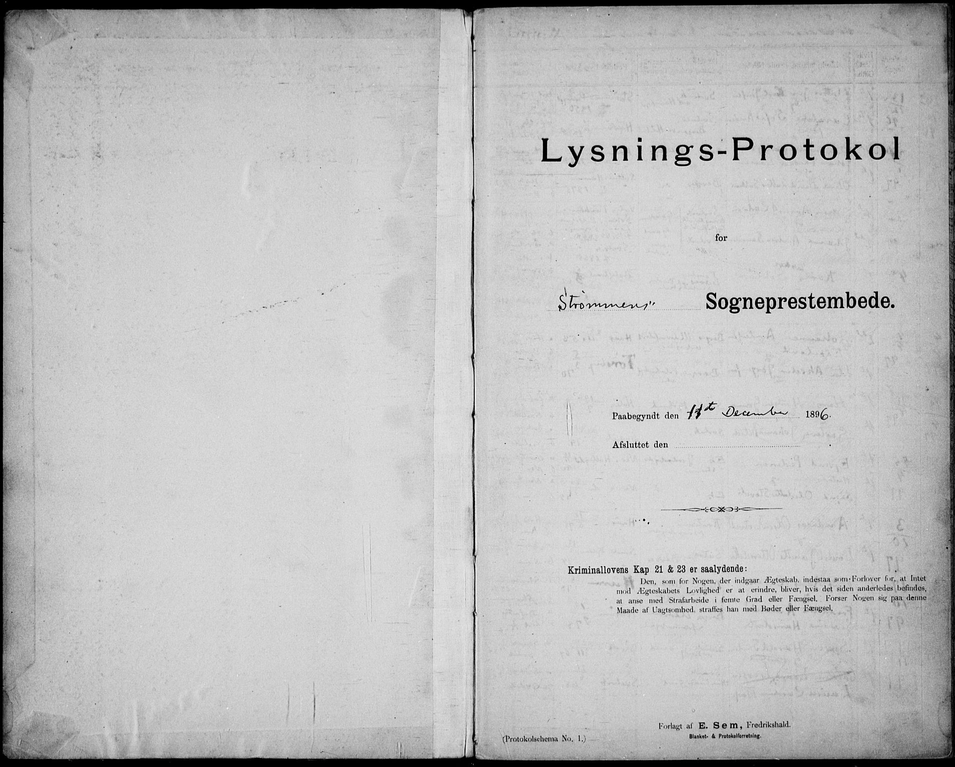 Strømm kirkebøker, SAKO/A-322/H/Ha/L0002: Lysningsprotokoll nr. 2, 1897-1919