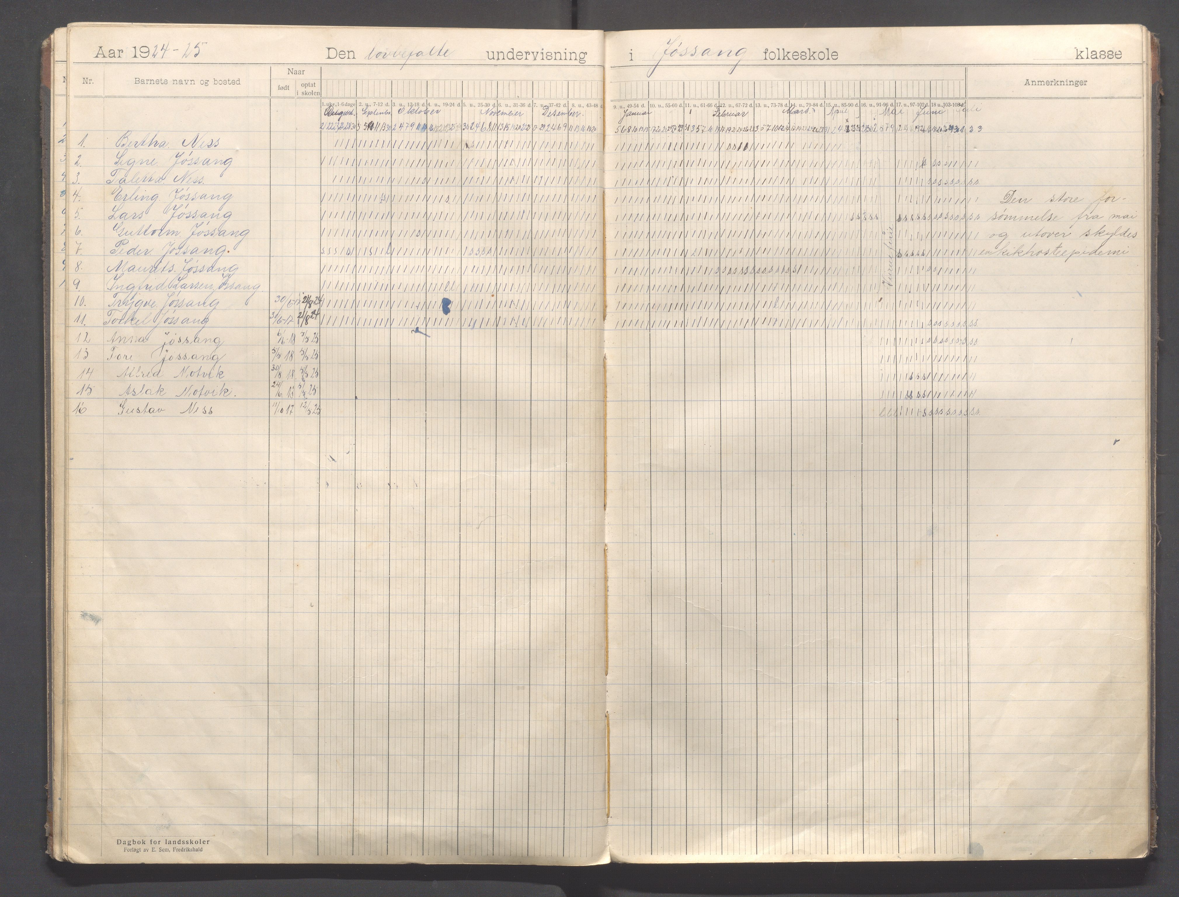 Strand kommune - Jøssang skole, IKAR/A-1274/G/Ga/L0001: Dagbok, 1916-1946, s. 14