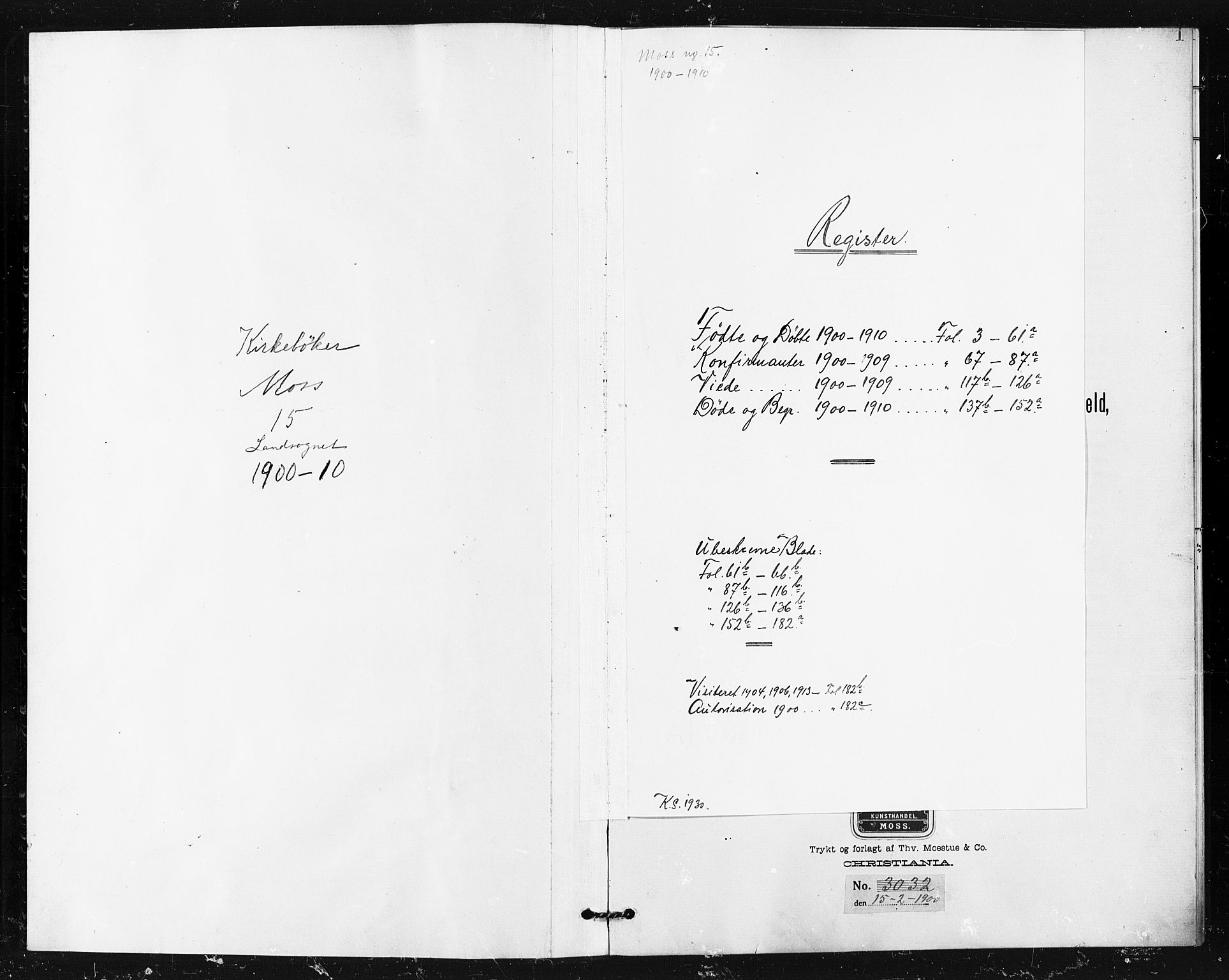 Moss prestekontor Kirkebøker, SAO/A-2003/G/Gb/L0002: Klokkerbok nr. II 2, 1900-1910