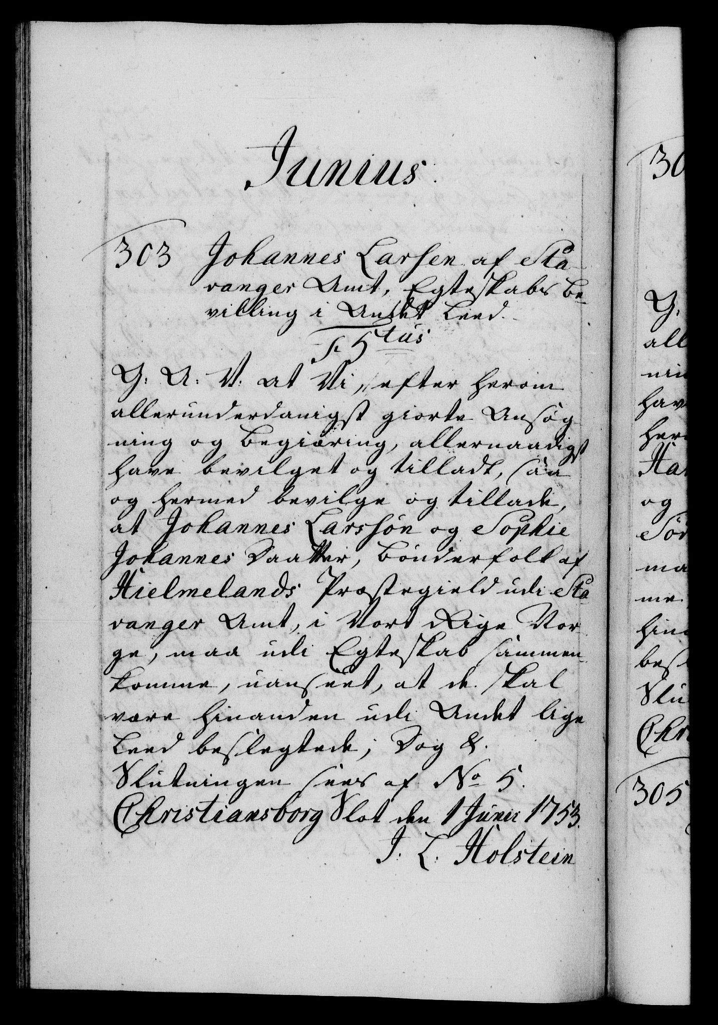 Danske Kanselli 1572-1799, RA/EA-3023/F/Fc/Fca/Fcaa/L0038: Norske registre, 1753-1754, s. 273b