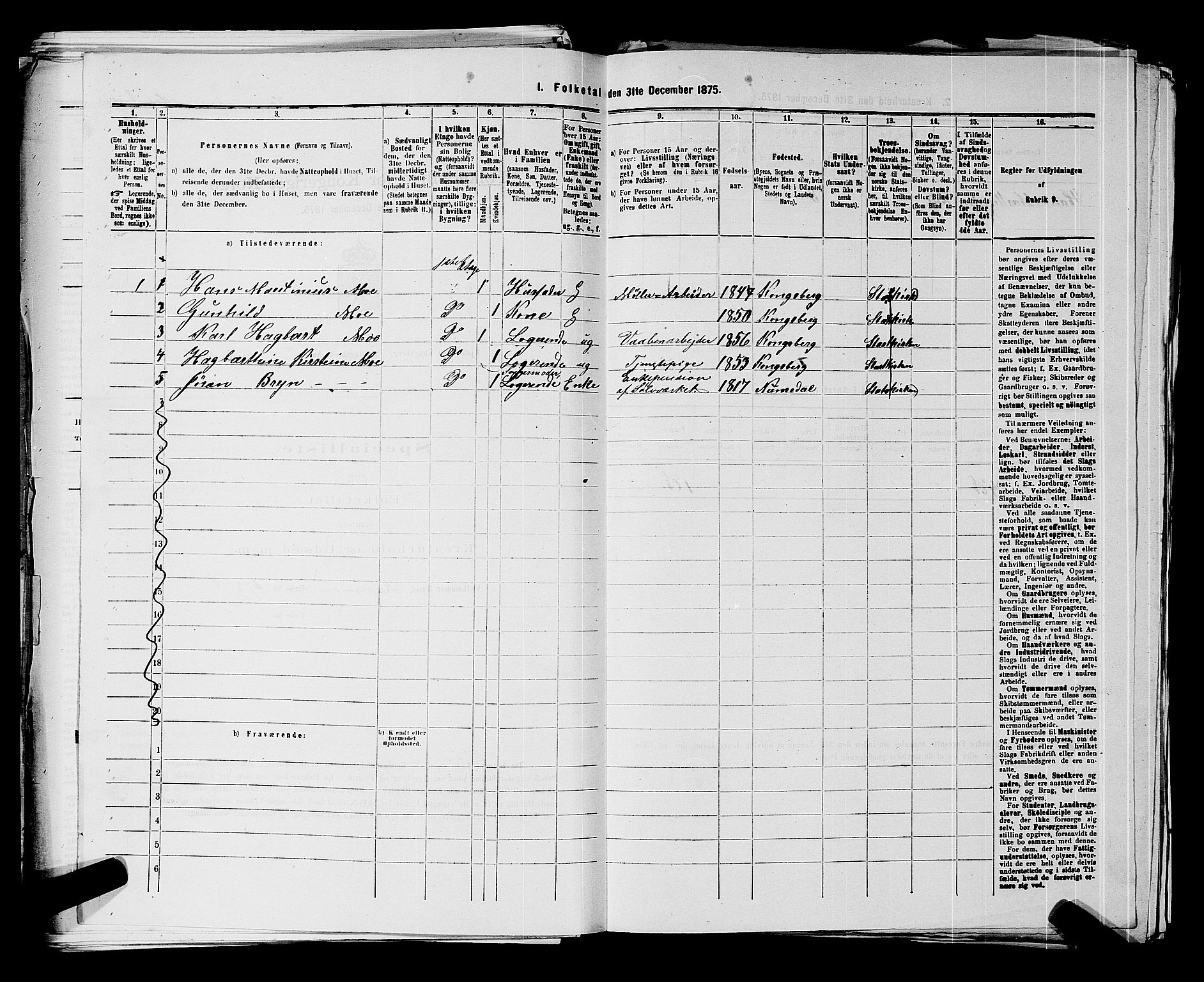 SAKO, Folketelling 1875 for 0604B Kongsberg prestegjeld, Kongsberg kjøpstad, 1875, s. 1344