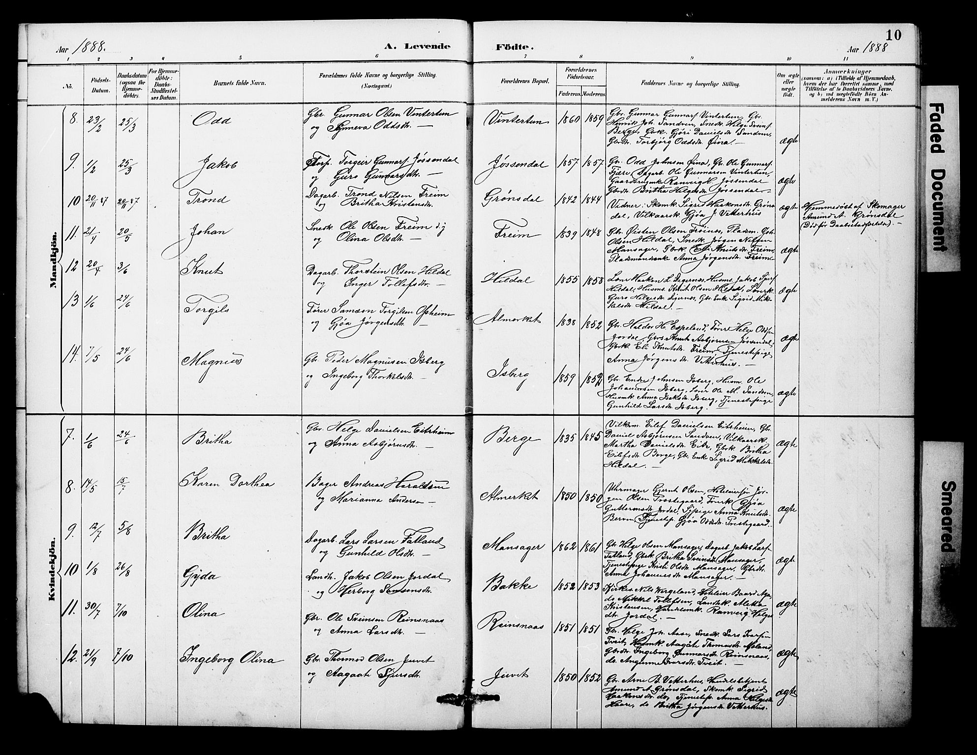 Odda Sokneprestembete, AV/SAB-A-77201/H/Hab: Klokkerbok nr. A 7, 1887-1912, s. 10