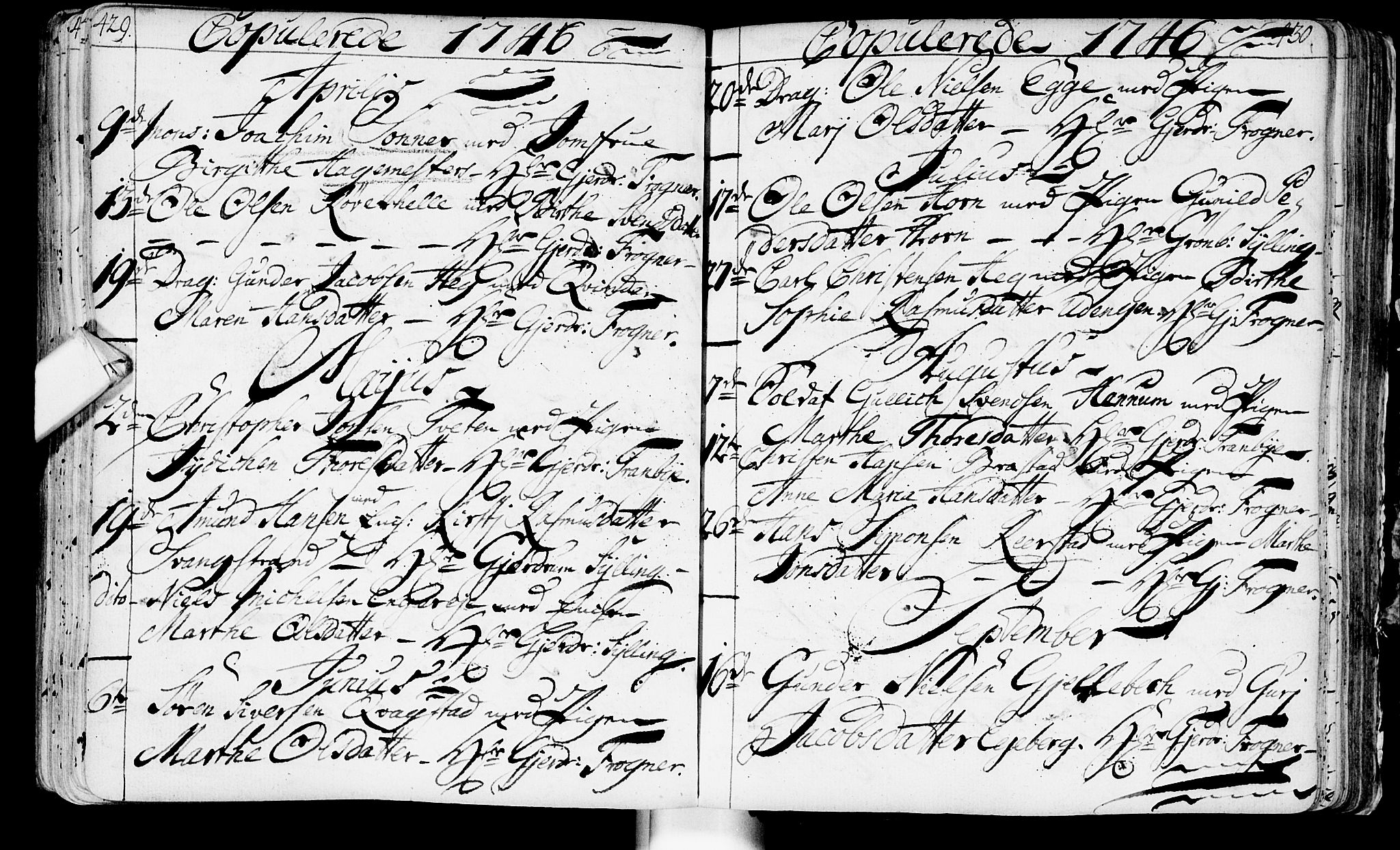 Lier kirkebøker, AV/SAKO-A-230/F/Fa/L0003: Ministerialbok nr. I 3, 1727-1748, s. 429-430
