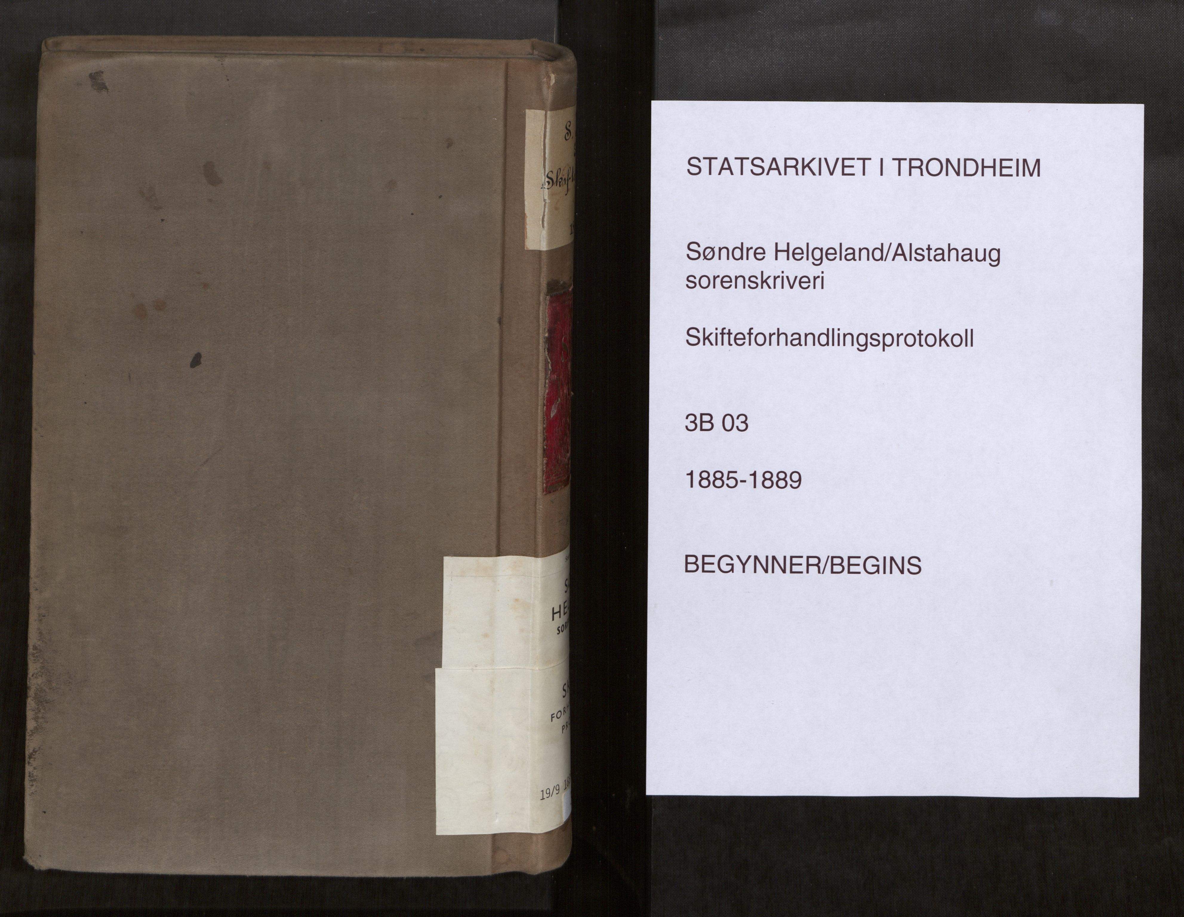 Søndre Helgeland sorenskriveri, SAT/A-4575/1/3/3B/L0003: Skiftebehandlingsprotokoll, 1885-1889