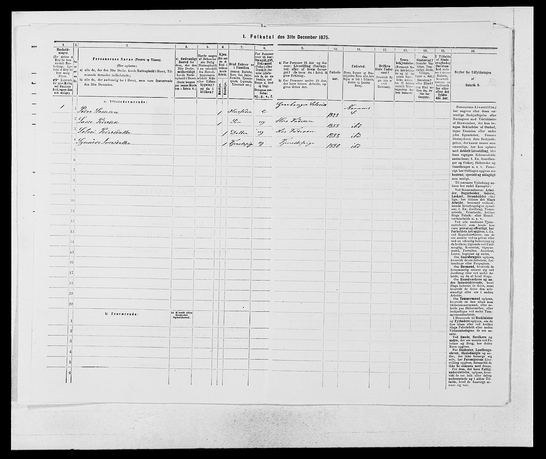 SAB, Folketelling 1875 for 1420P Sogndal prestegjeld, 1875, s. 1057