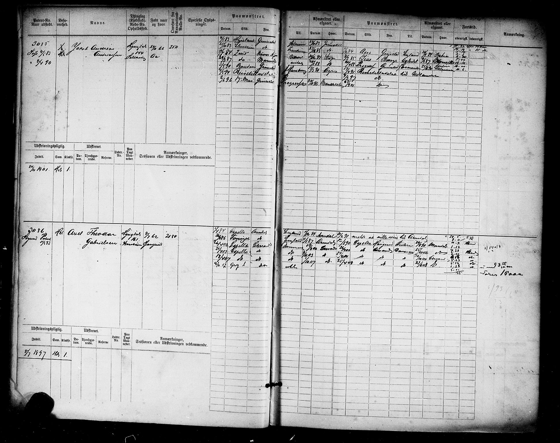 Farsund mønstringskrets, AV/SAK-2031-0017/F/Fb/L0019: Hovedrulle nr 3067-3832, Z-11, 1882-1922, s. 12
