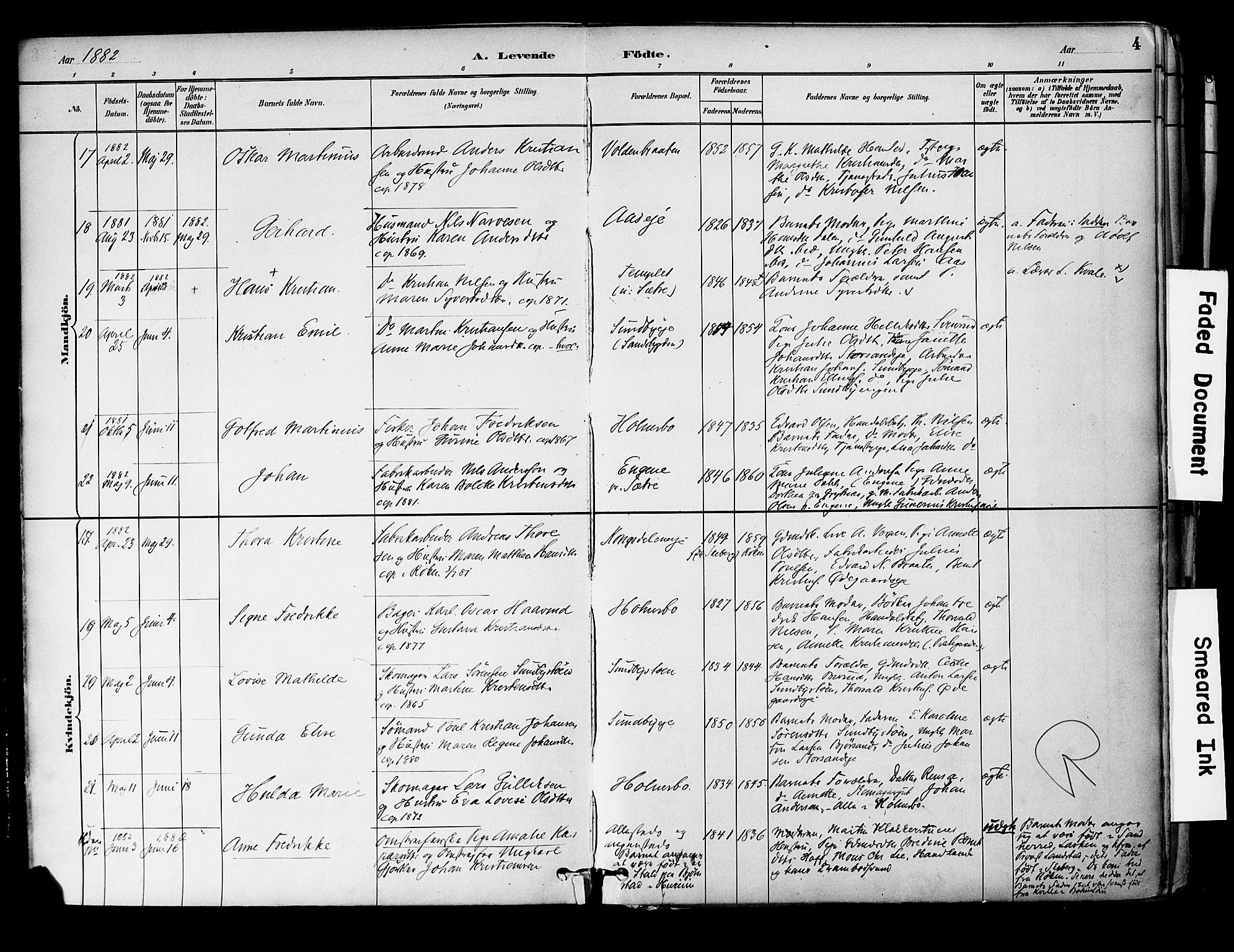 Hurum kirkebøker, AV/SAKO-A-229/F/Fa/L0014: Ministerialbok nr. 14, 1882-1895, s. 4