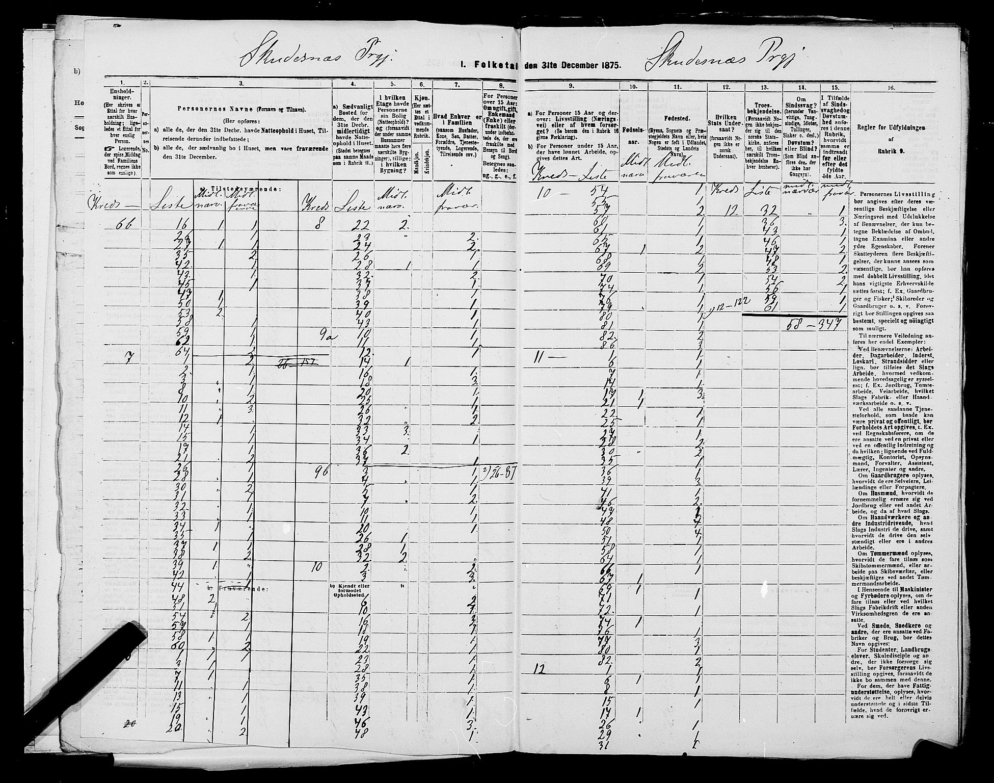 SAST, Folketelling 1875 for 1150L Skudenes prestegjeld, Falnes sokn, Åkra sokn og Ferkingstad sokn, 1875, s. 5