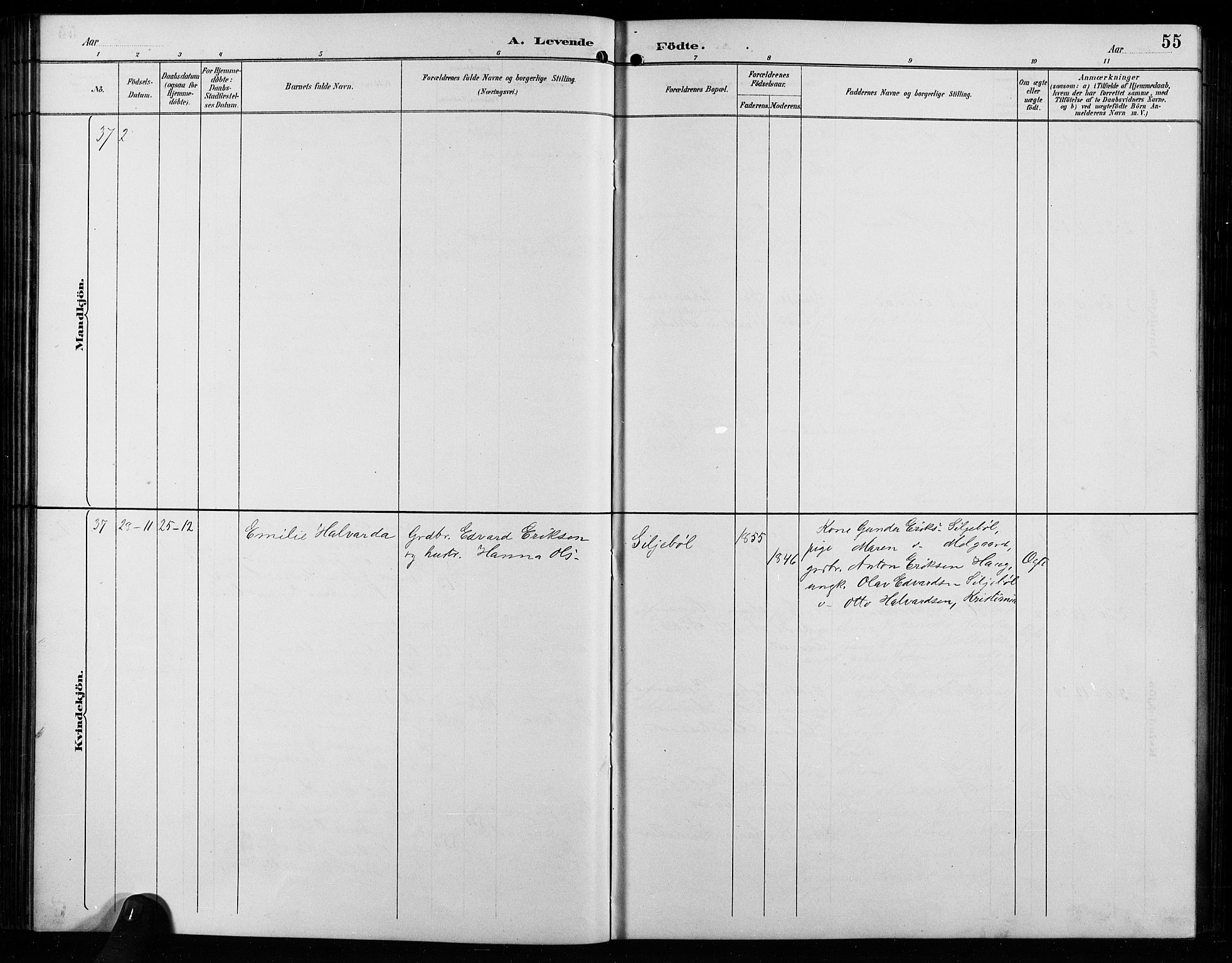 Enebakk prestekontor Kirkebøker, AV/SAO-A-10171c/G/Ga/L0006: Klokkerbok nr. I 6, 1889-1911, s. 55