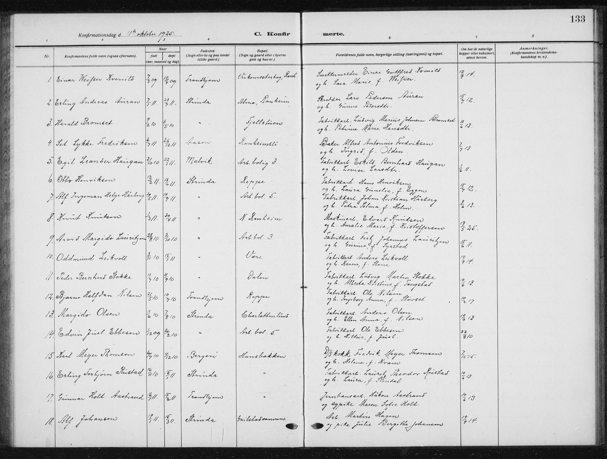 Ministerialprotokoller, klokkerbøker og fødselsregistre - Sør-Trøndelag, SAT/A-1456/615/L0401: Klokkerbok nr. 615C02, 1922-1941, s. 133