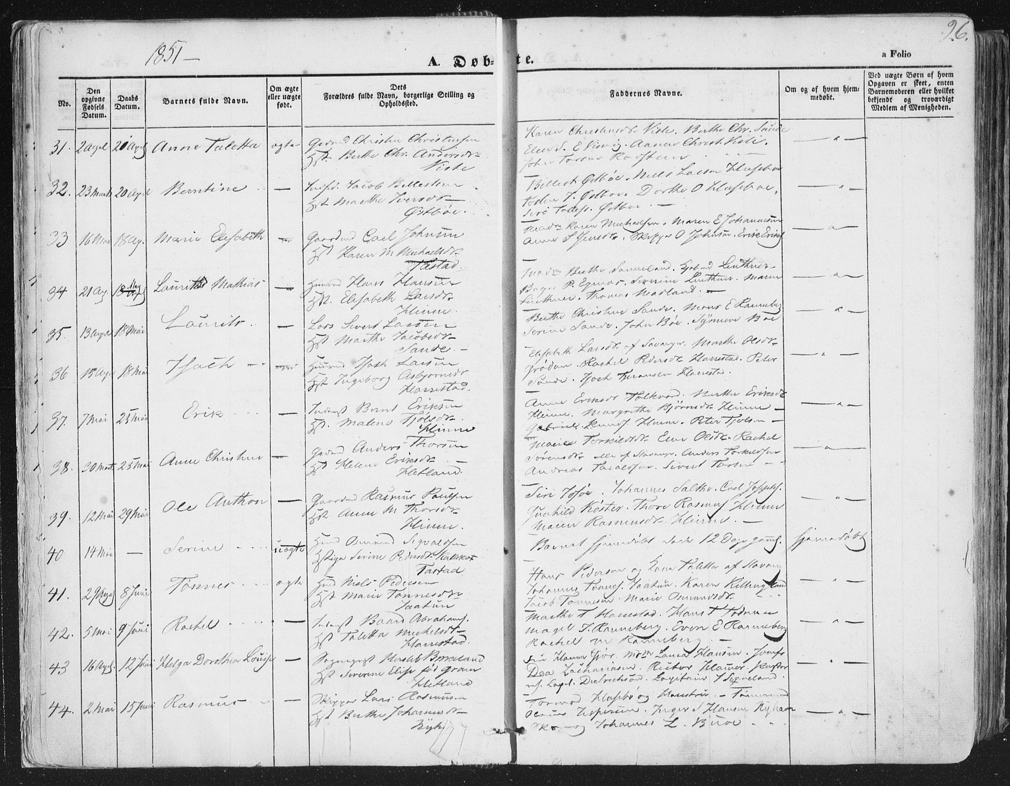 Hetland sokneprestkontor, AV/SAST-A-101826/30/30BA/L0002: Ministerialbok nr. A 2, 1849-1869, s. 26